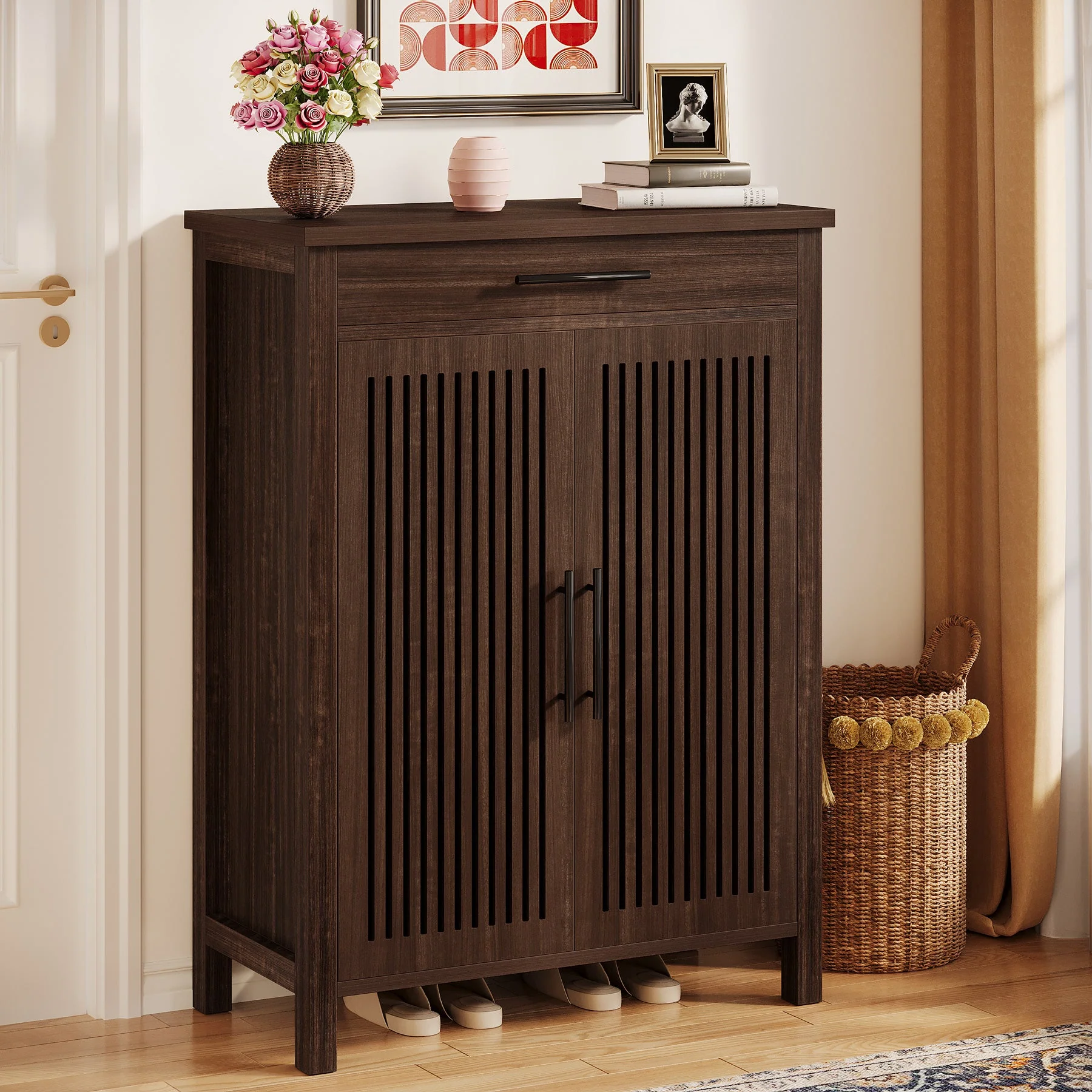 5-Tier Shoe Cabinet, Freestanding Shoe Rack Organizer with Adjustable Shelves - Image 9