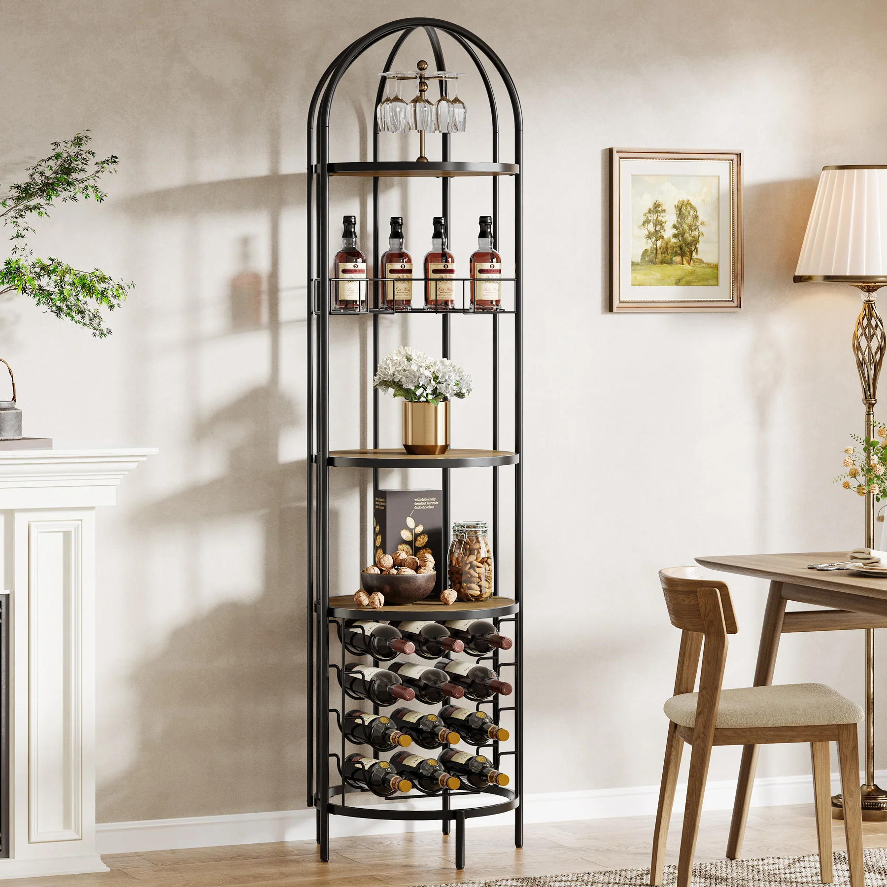 5-Tier Wine Rack, Industrial Bar Wine Cabinet with Bottle Holder - Image 5