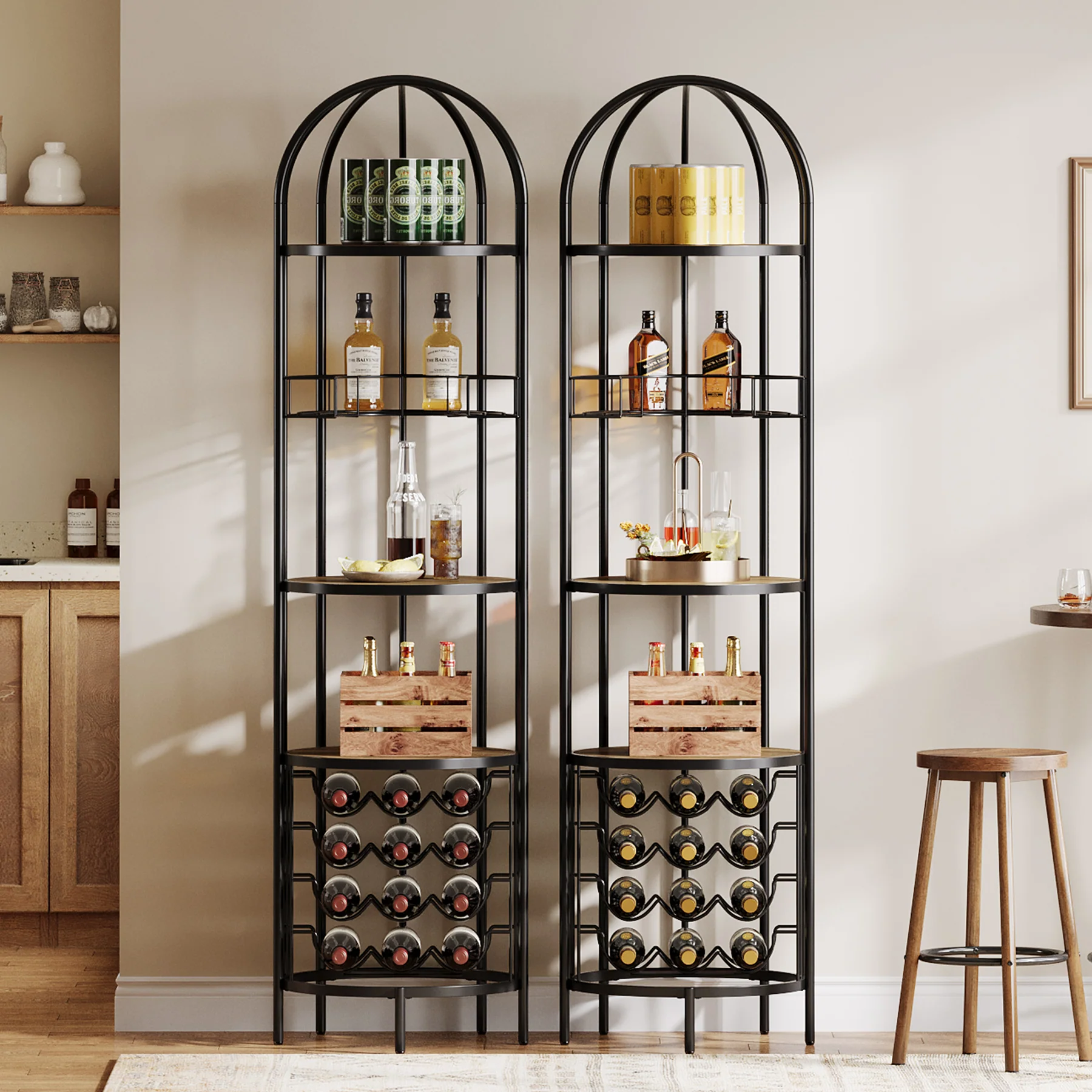 5-Tier Wine Rack, Industrial Bar Wine Cabinet with Bottle Holder - Image 6
