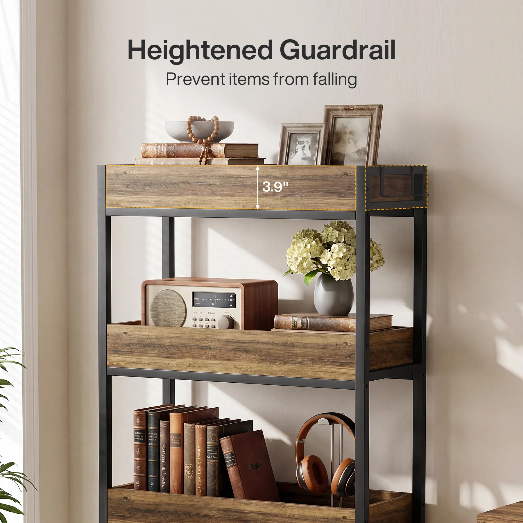 Tribesigns 55.1-Inch 4-Tier Bookshelf with Metal Frame, Free-Standing Bookcase for Living Room and Office - Image 3