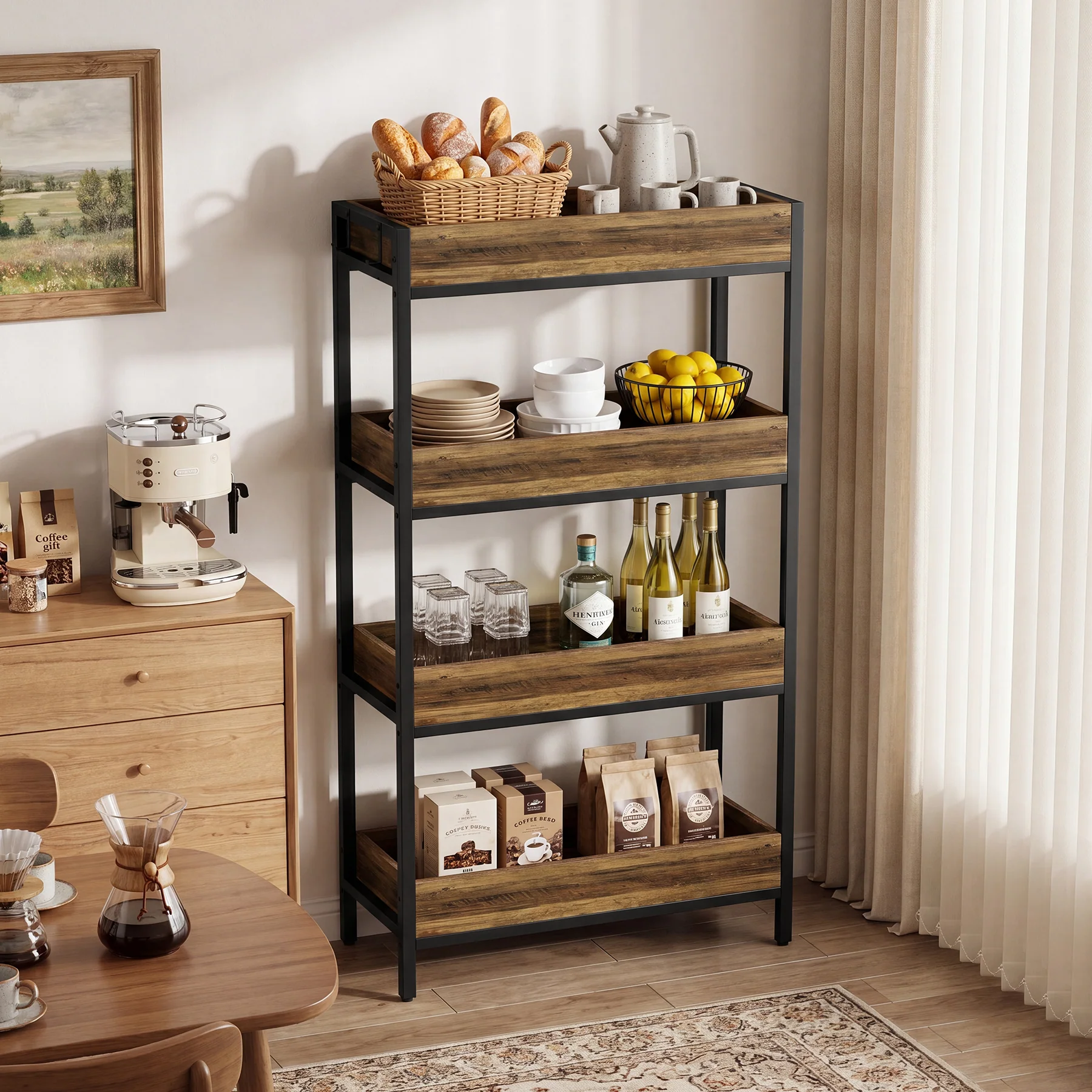 Tribesigns 55.1-Inch 4-Tier Bookshelf with Metal Frame, Free-Standing Bookcase for Living Room and Office - Image 6