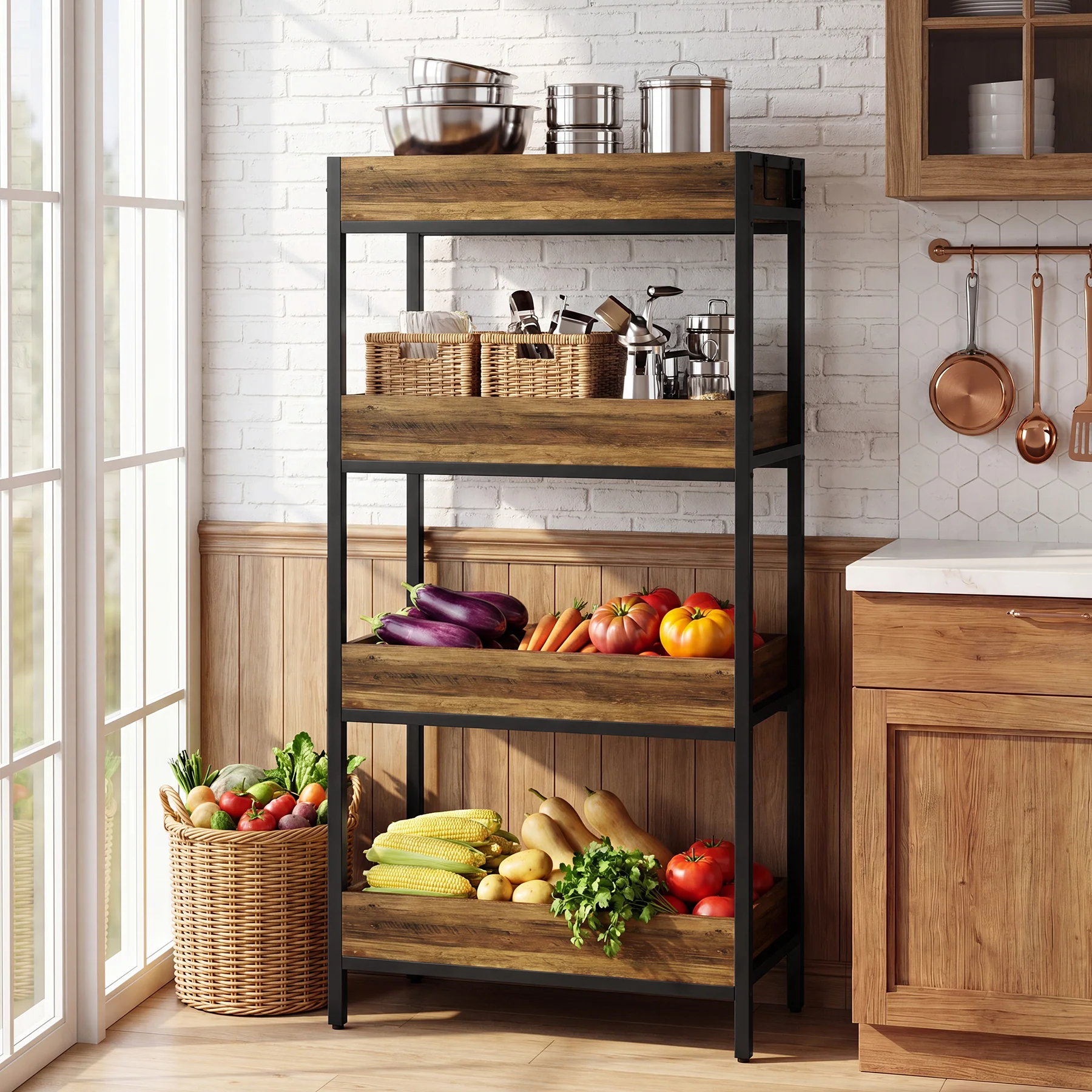 Tribesigns 55.1-Inch 4-Tier Bookshelf with Metal Frame, Free-Standing Bookcase for Living Room and Office - Image 7