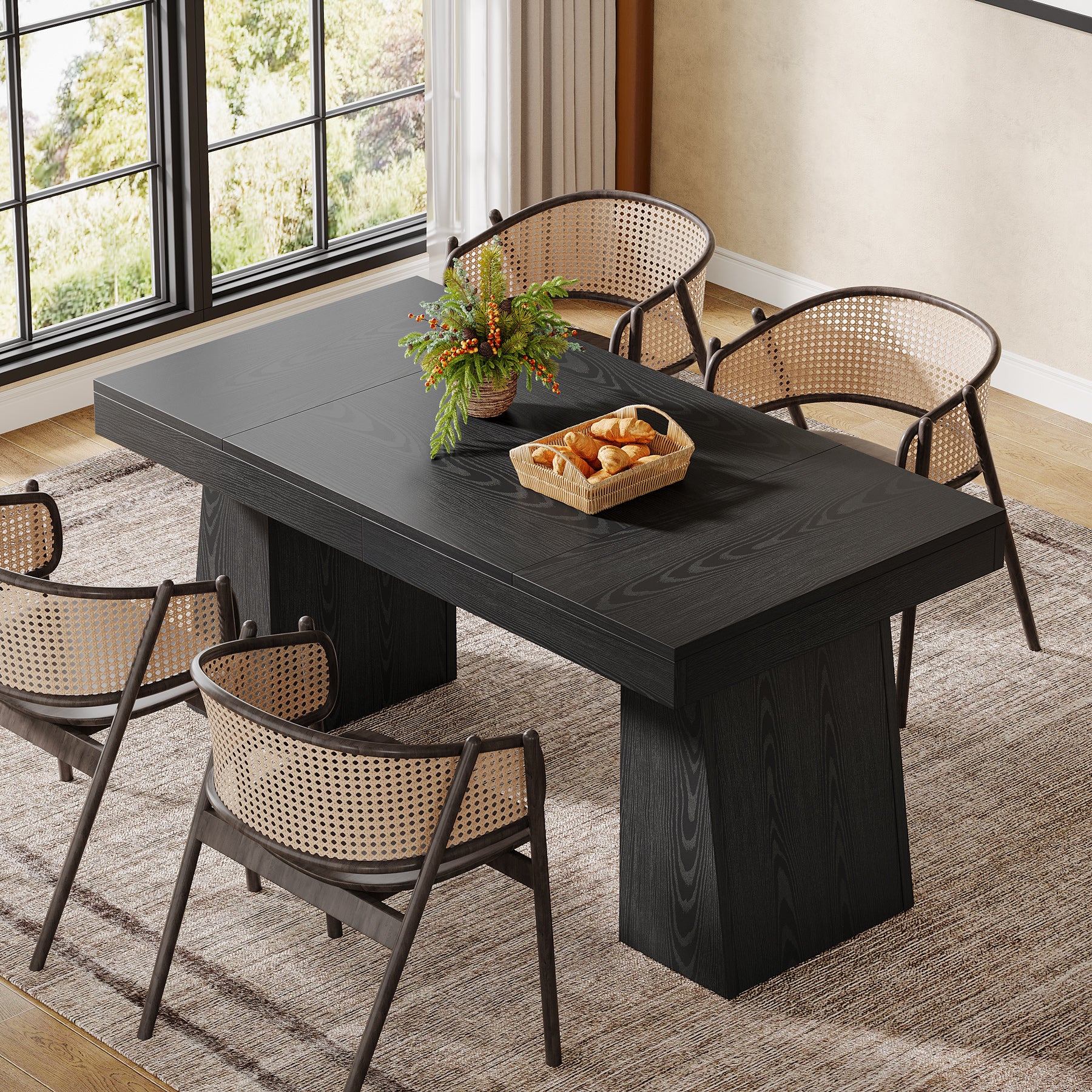 55" Dining Table for 4-6, Rectangular Kitchen Dinner Tables with Sturdy Legs - Image 10