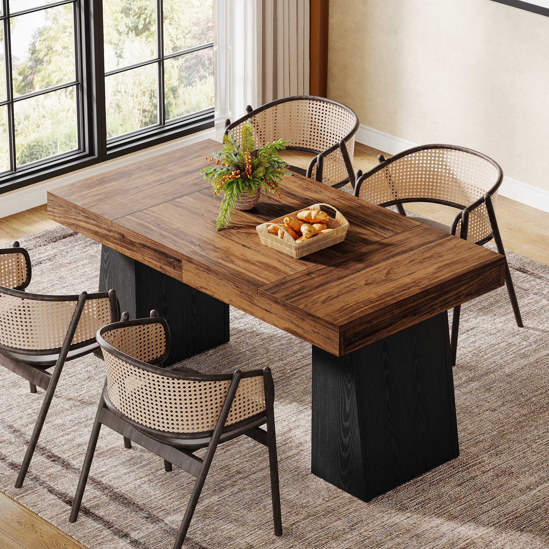 55" Dining Table for 4-6, Rectangular Kitchen Dinner Tables with Sturdy Legs - Image 14