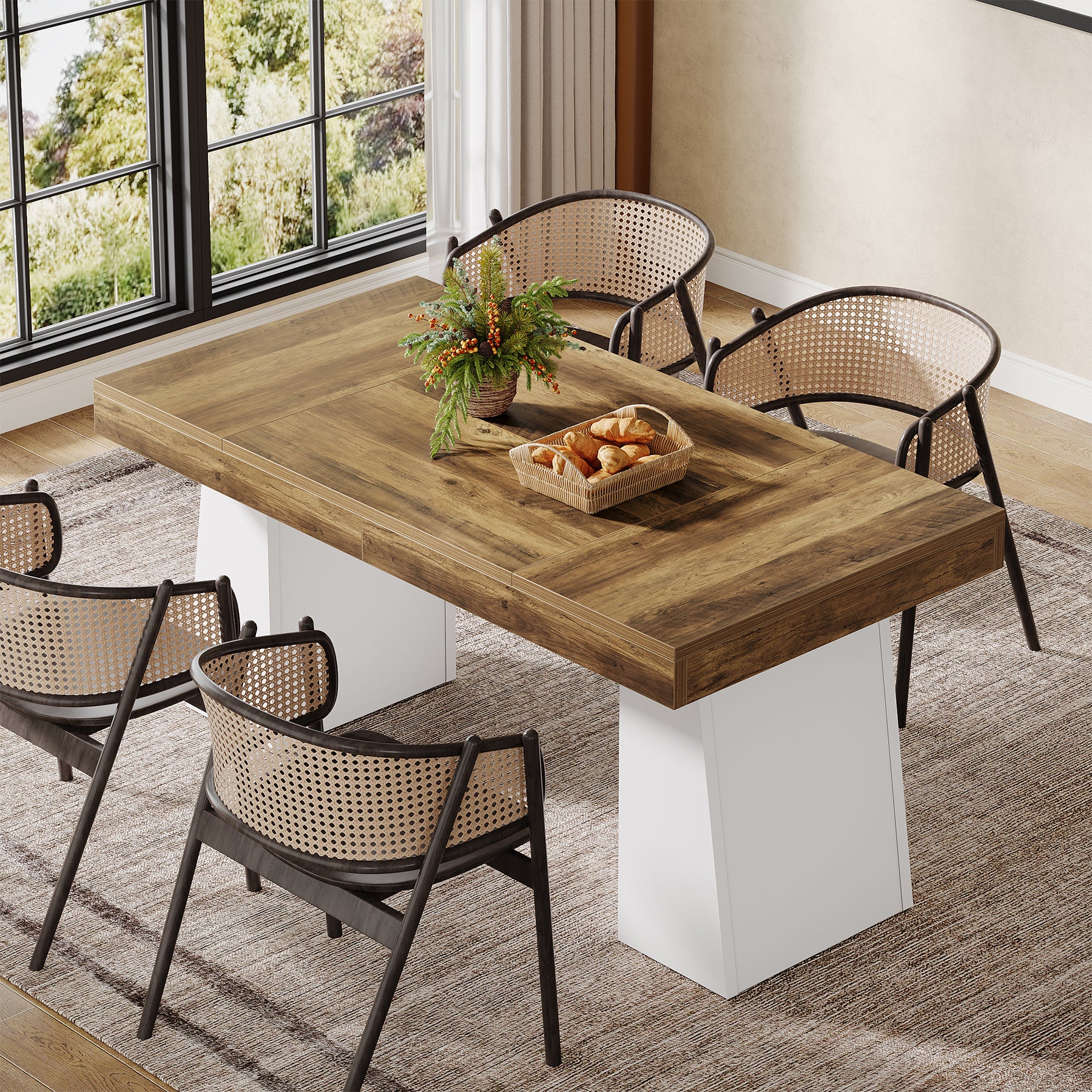 55" Dining Table for 4-6, Rectangular Kitchen Dinner Tables with Sturdy Legs - Image 17