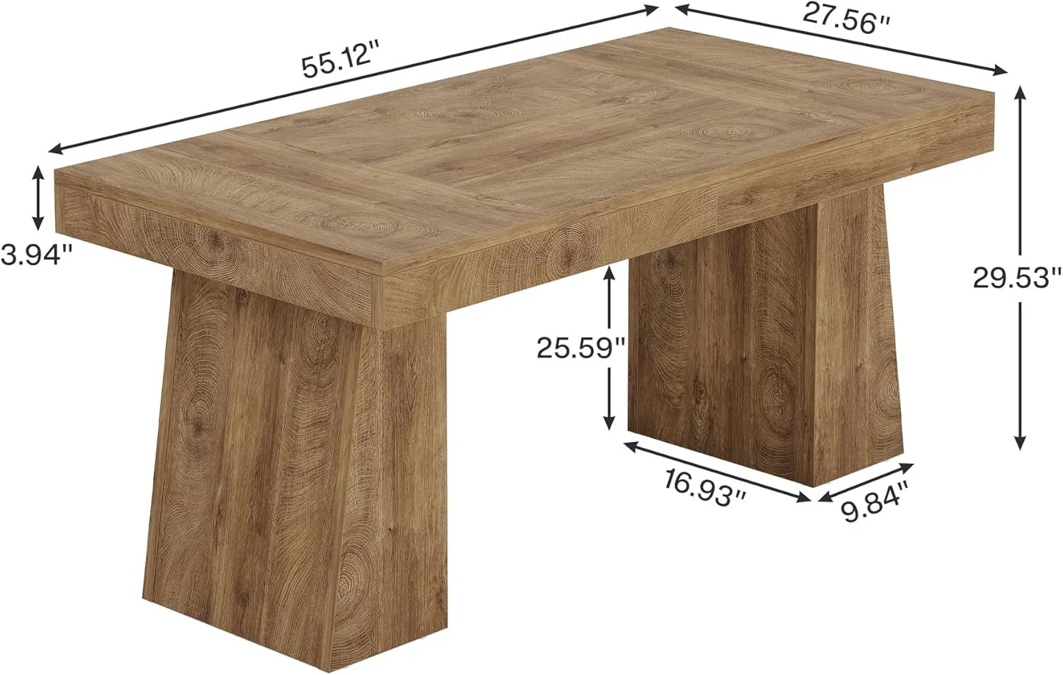 55" Dining Table for 4-6, Rectangular Kitchen Dinner Tables with Sturdy Legs - Image 2
