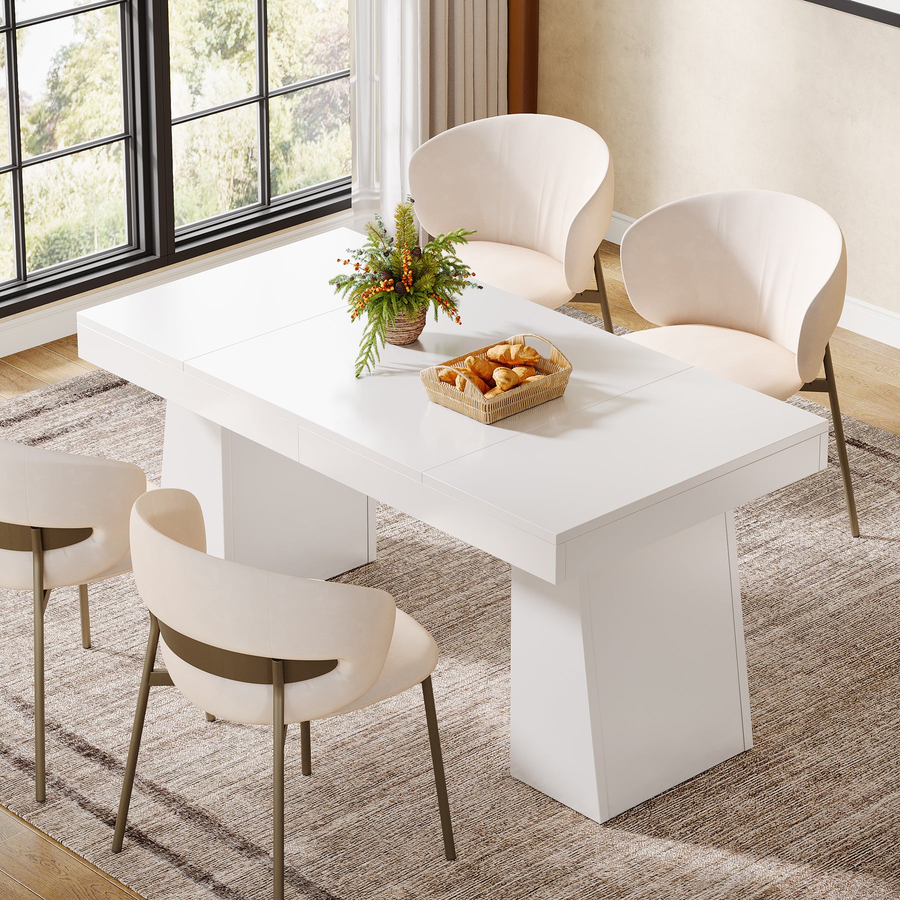 55" Dining Table for 4-6, Rectangular Kitchen Dinner Tables with Sturdy Legs - Image 20