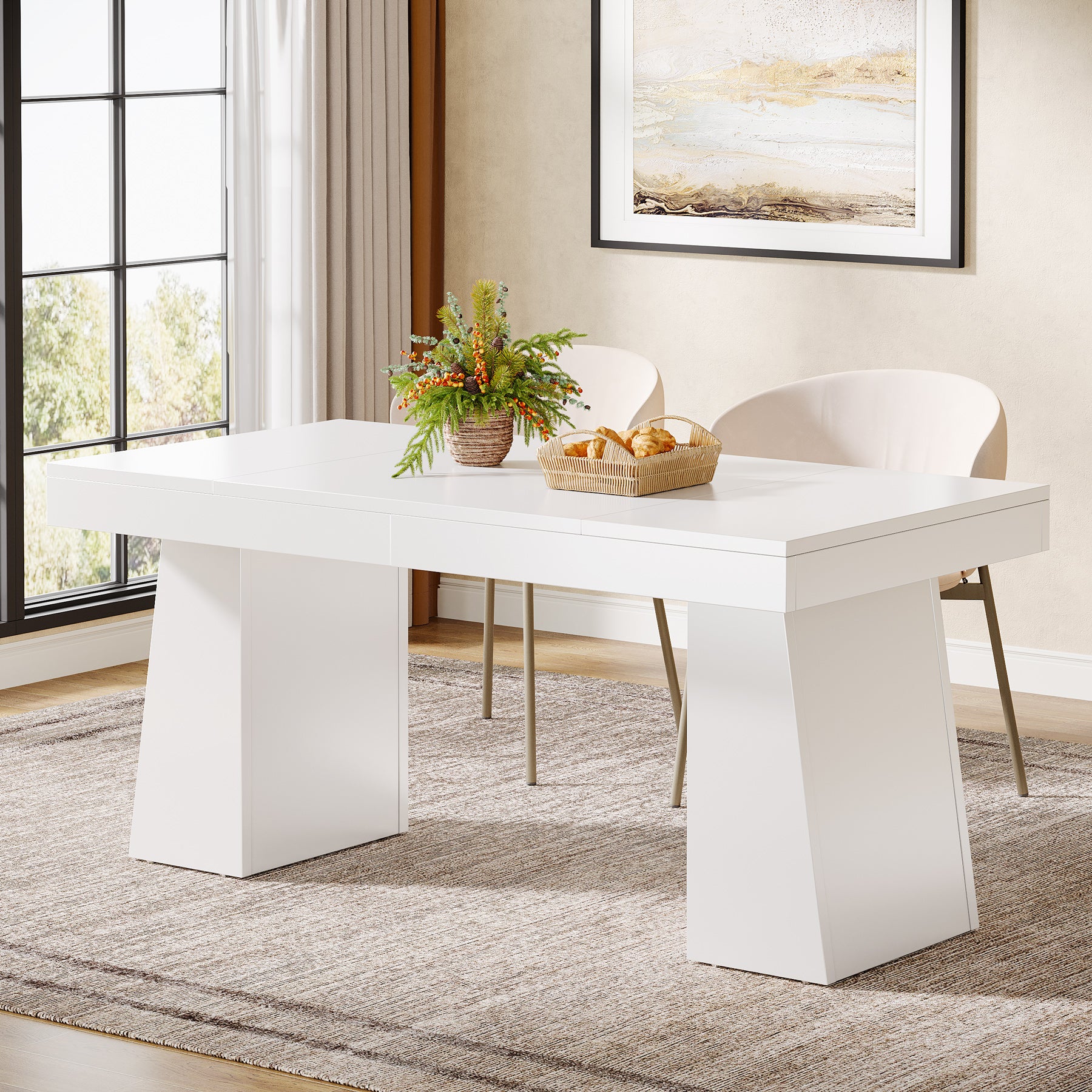 55" Dining Table for 4-6, Rectangular Kitchen Dinner Tables with Sturdy Legs - Image 21