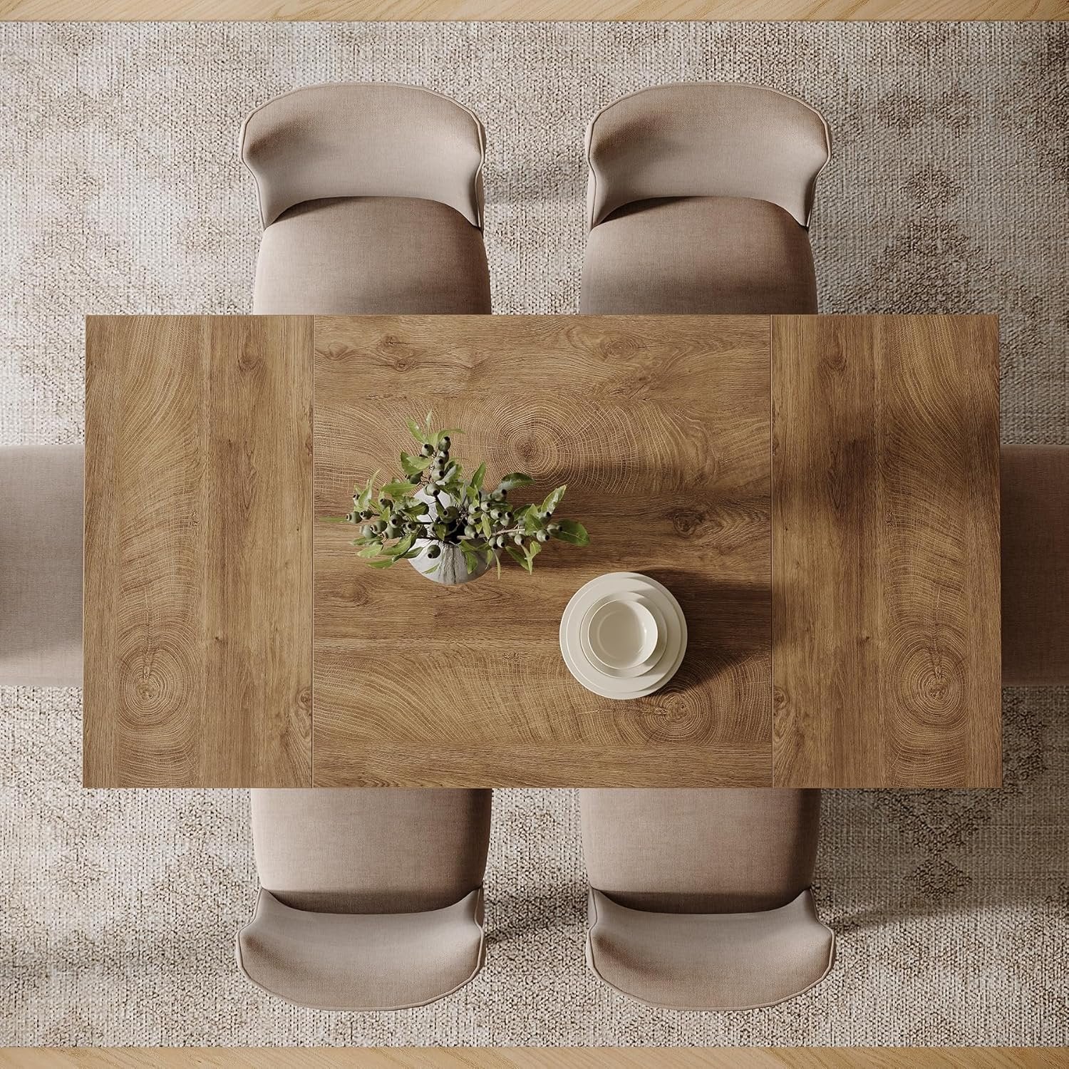 55" Dining Table for 4-6, Rectangular Kitchen Dinner Tables with Sturdy Legs - Image 6