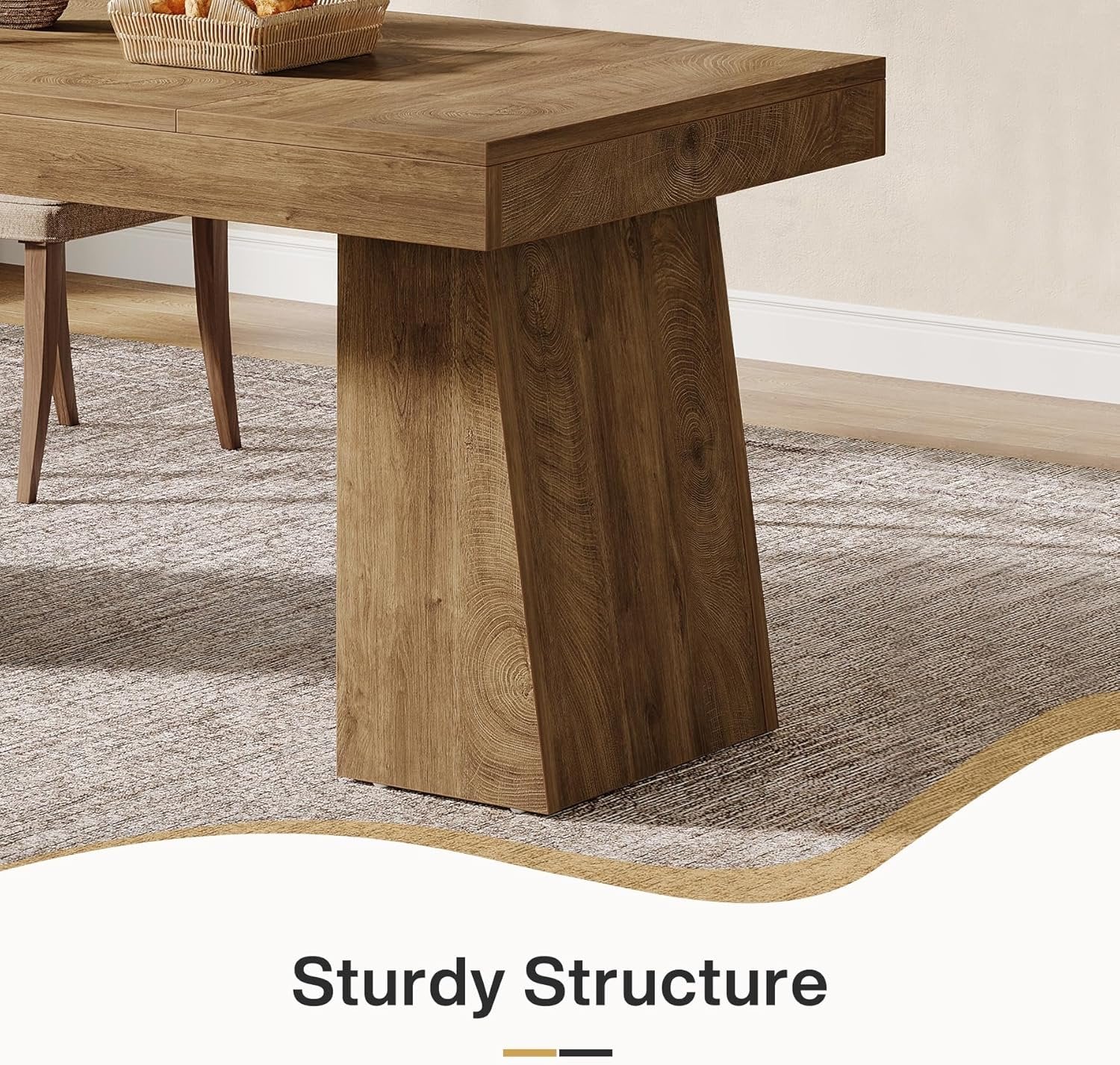 55" Dining Table for 4-6, Rectangular Kitchen Dinner Tables with Sturdy Legs - Image 7