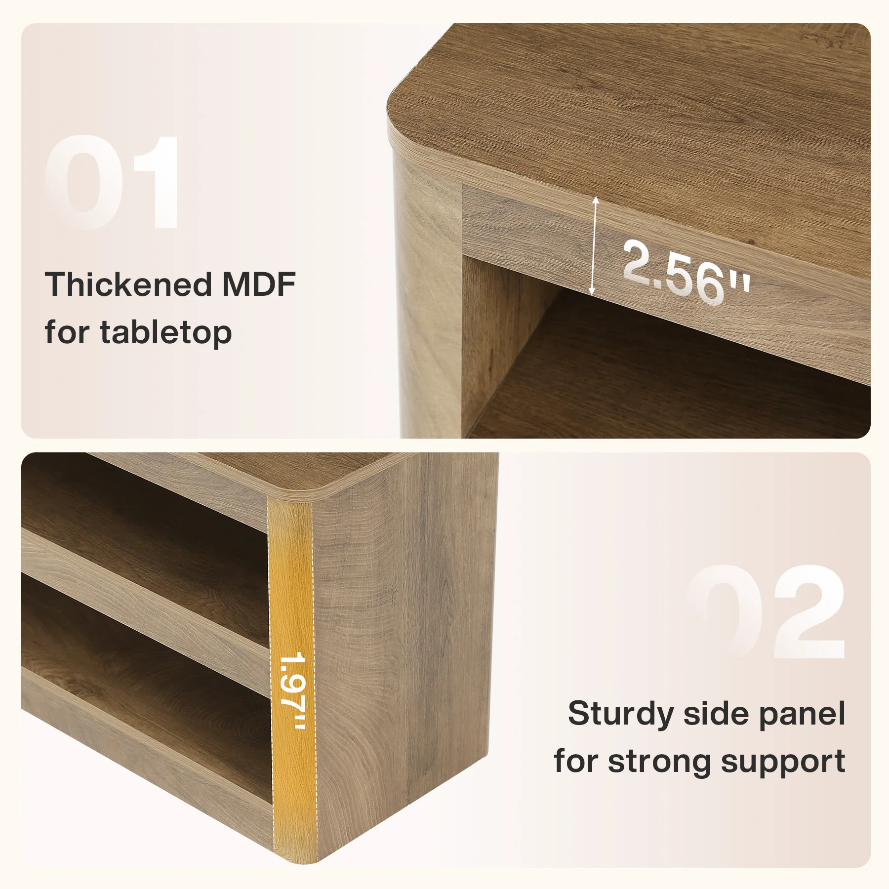 55" Entryway Bench, 3-Tier Shoe Bench End of Bed Seat for Hallway, Bedroom - Image 7