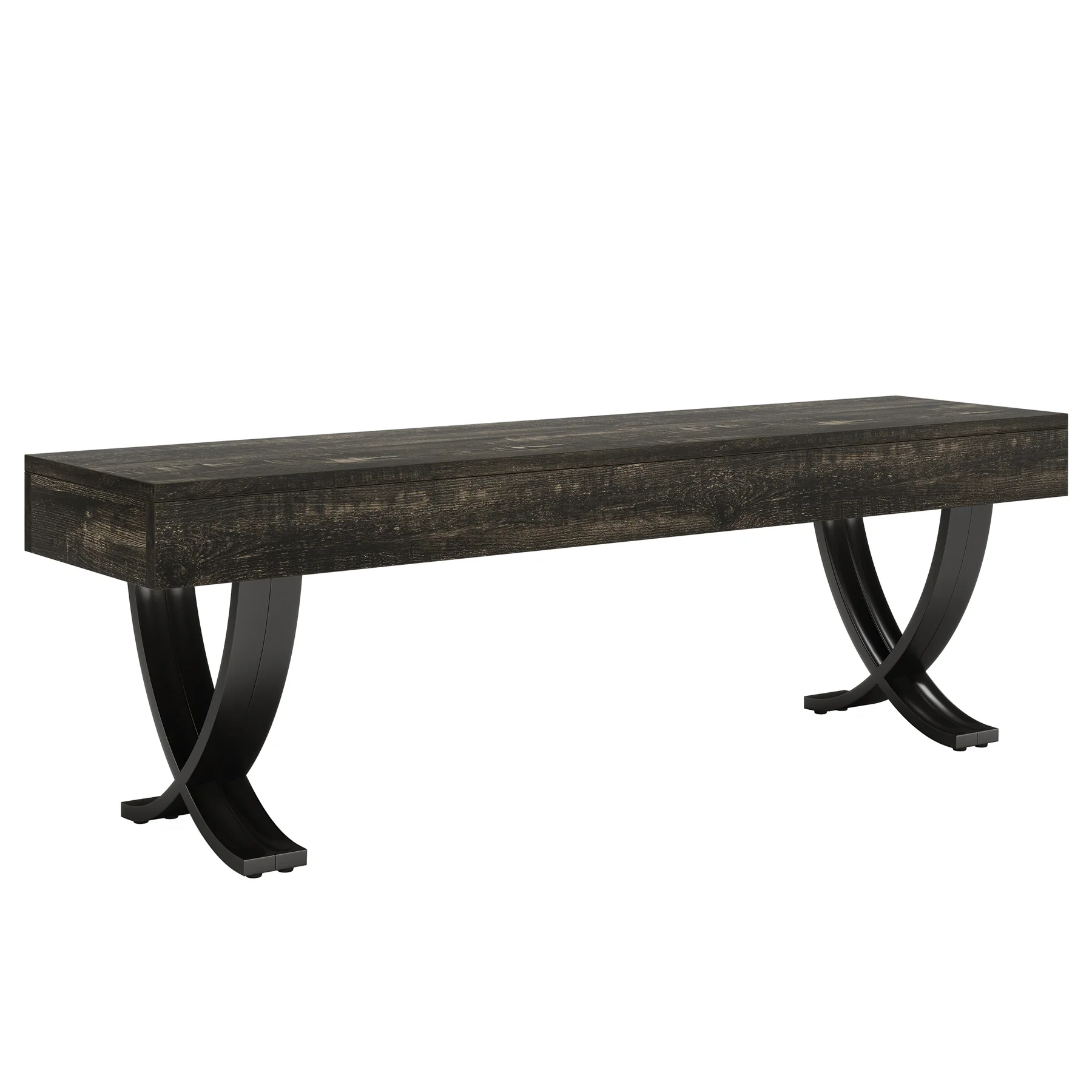 55" Entryway Shoe Bench, Industrial End of Bed Stool with Metal X-Shaped Legs - Image 11