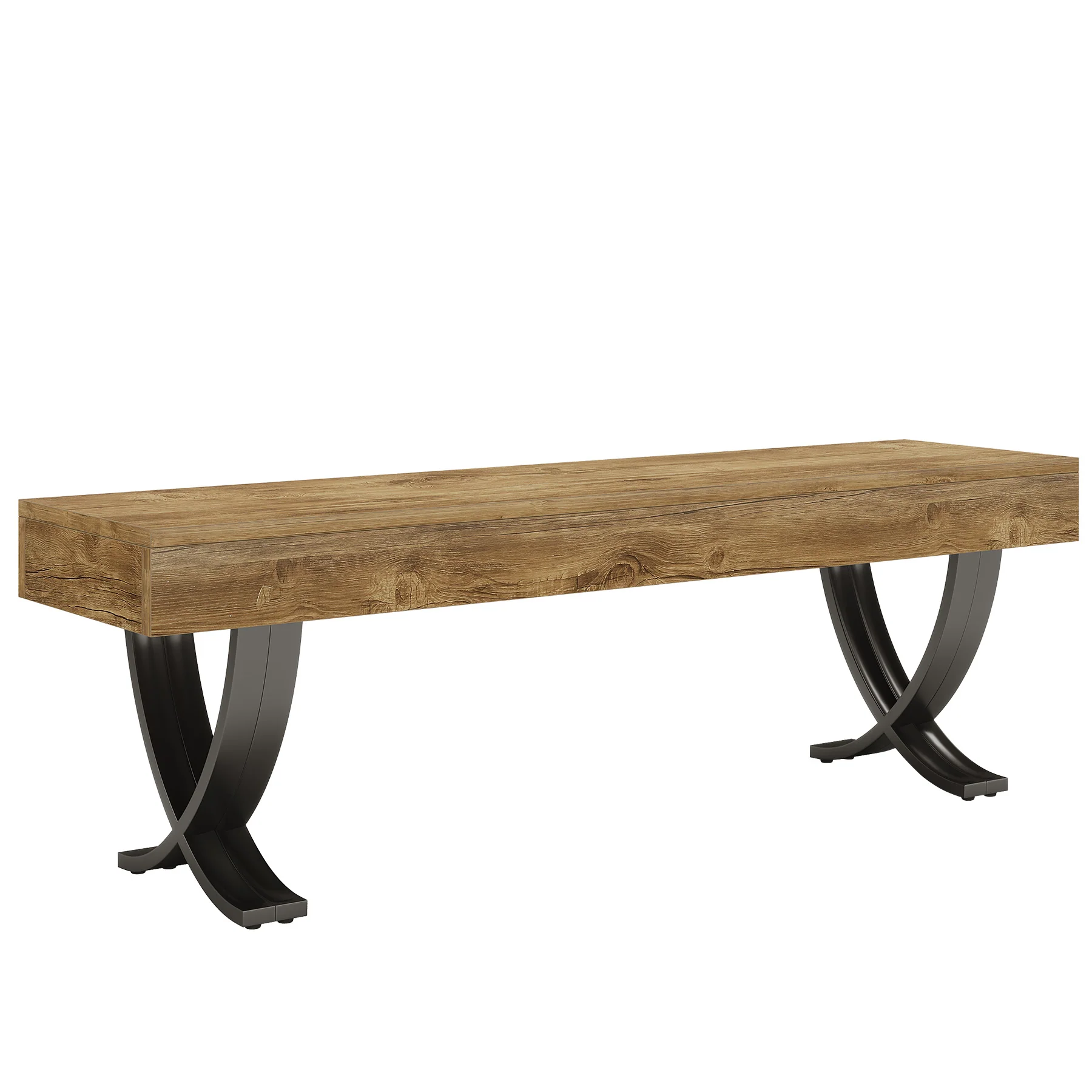 55" Entryway Shoe Bench, Industrial End of Bed Stool with Metal X-Shaped Legs - Image 13