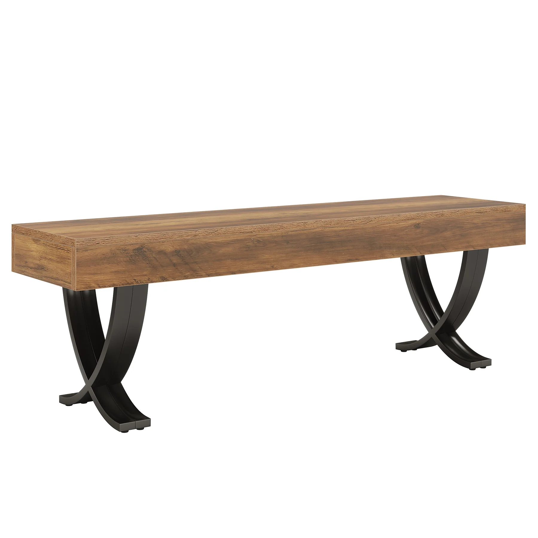 55" Entryway Shoe Bench, Industrial End of Bed Stool with Metal X-Shaped Legs - Image 14