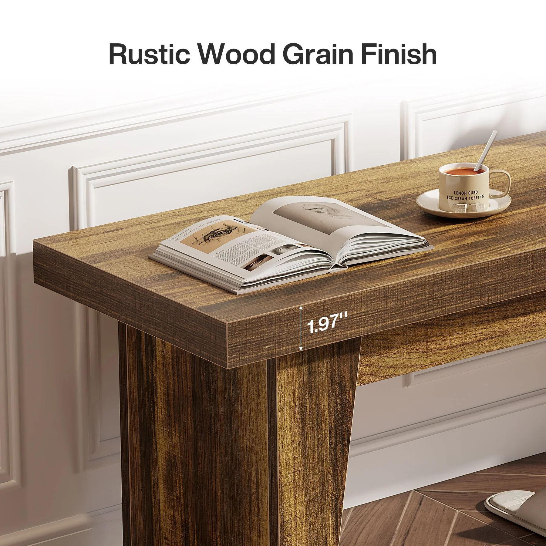 55" Entryway Bench, Farmhouse Shoe Bench Indoor End of Bed Stool - Image 7