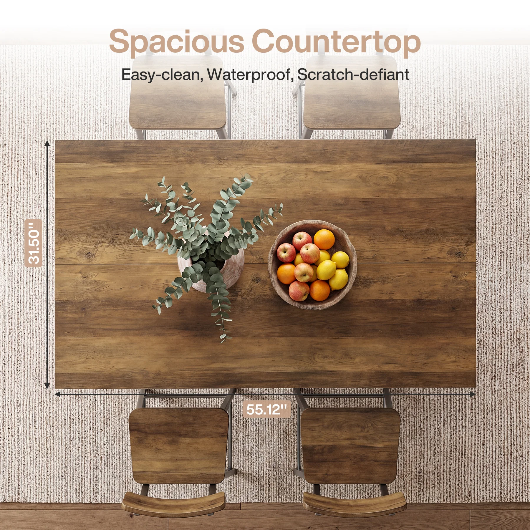 55" Kitchen Island with Storage Shelves, Farmhouse Island Table for Dining Room - Image 7