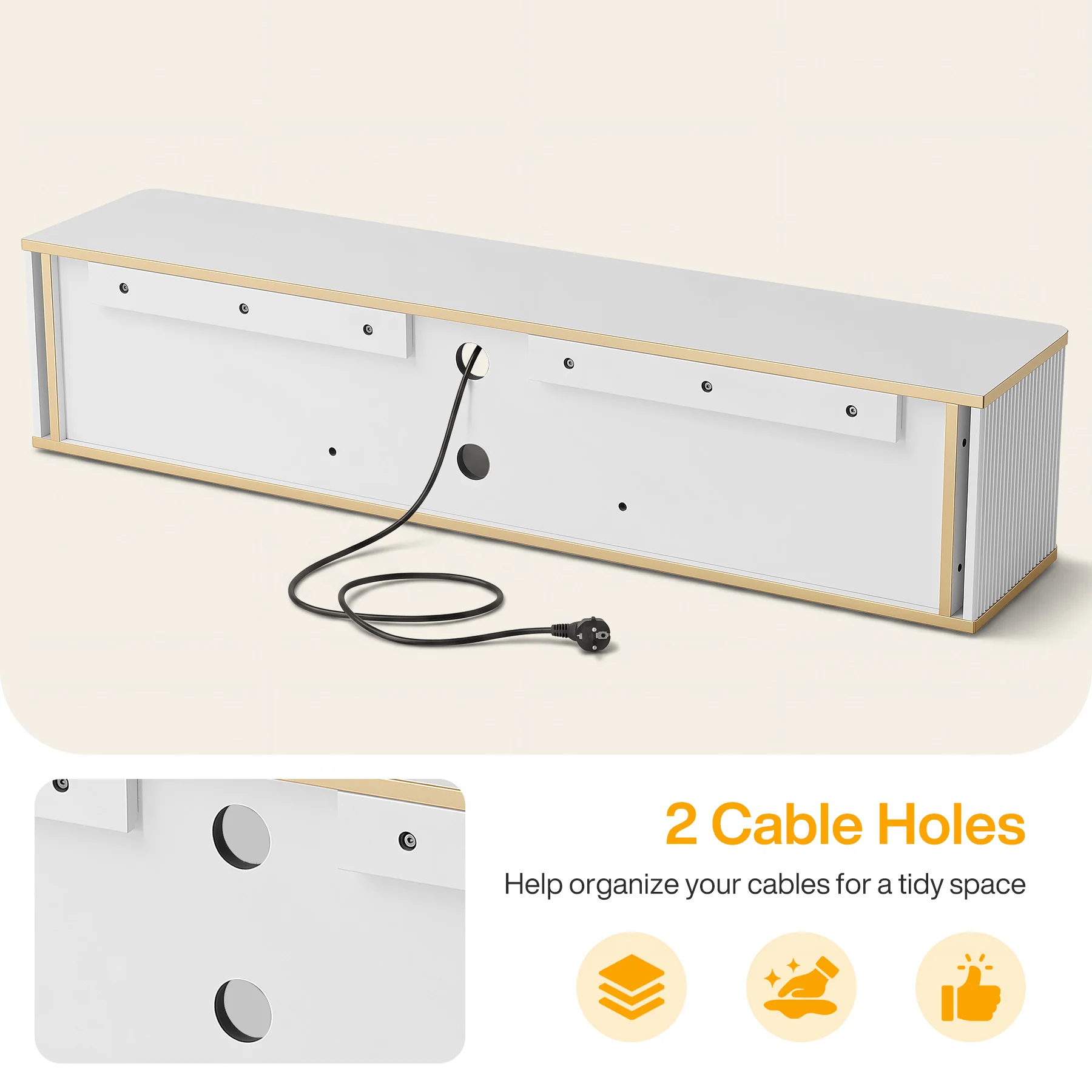 55" Floating TV Stand with 2 Drawers, Wall Mounted Entertainment Center for Living Room - Image 7