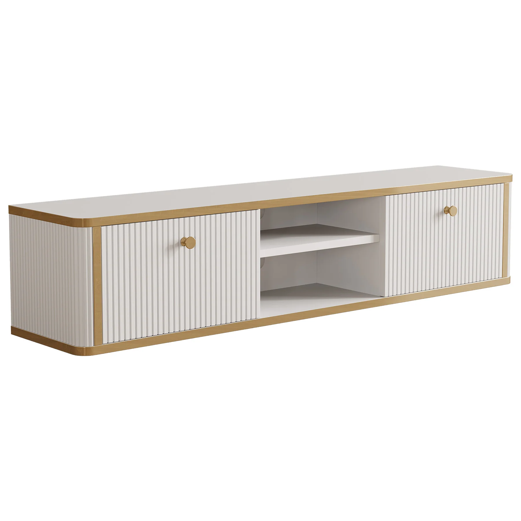 55" Floating TV Stand with 2 Drawers, Wall Mounted Entertainment Center for Living Room - Image 9