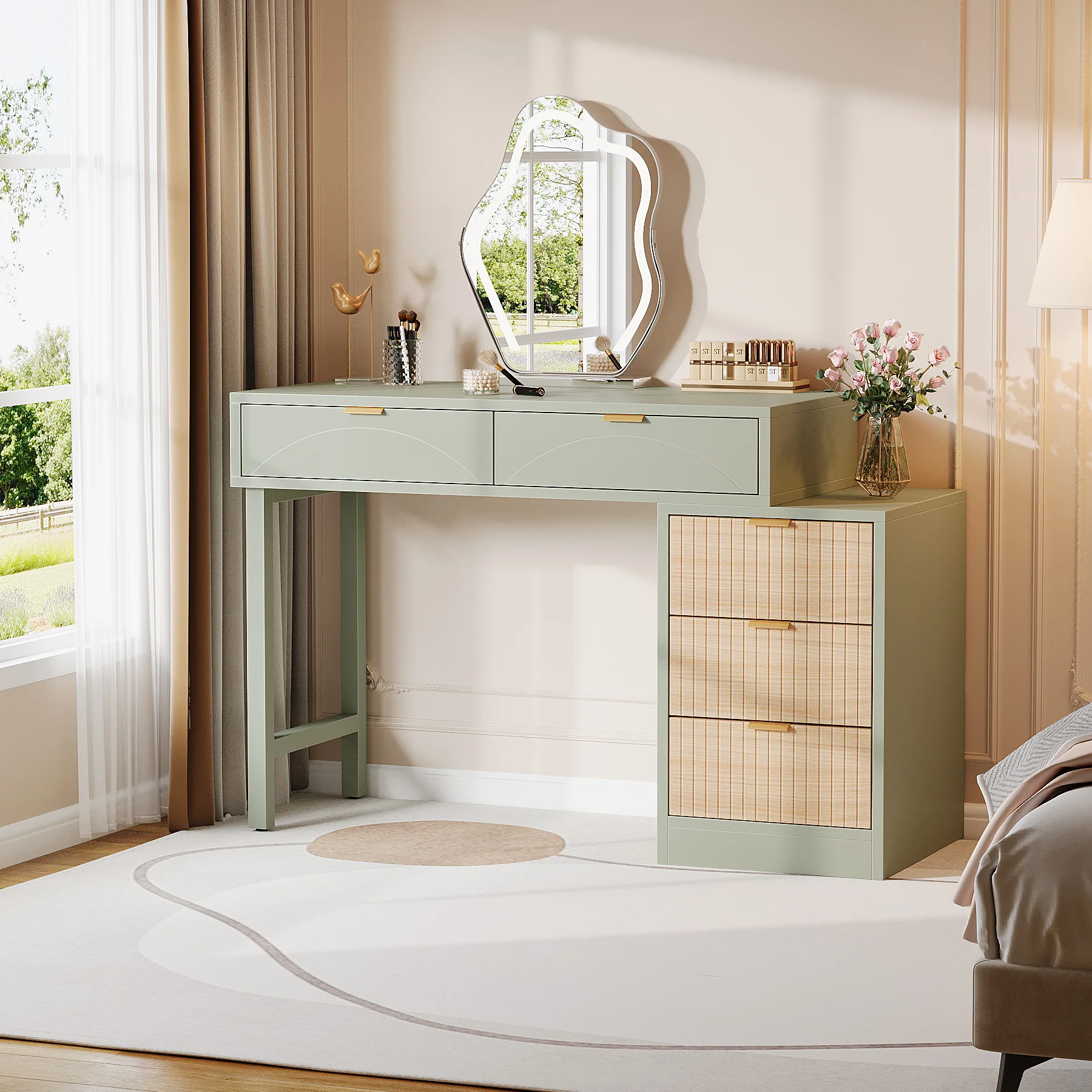 55" Makeup Vanity Table, Rustic Dressing Table Makeup Table - Image 10