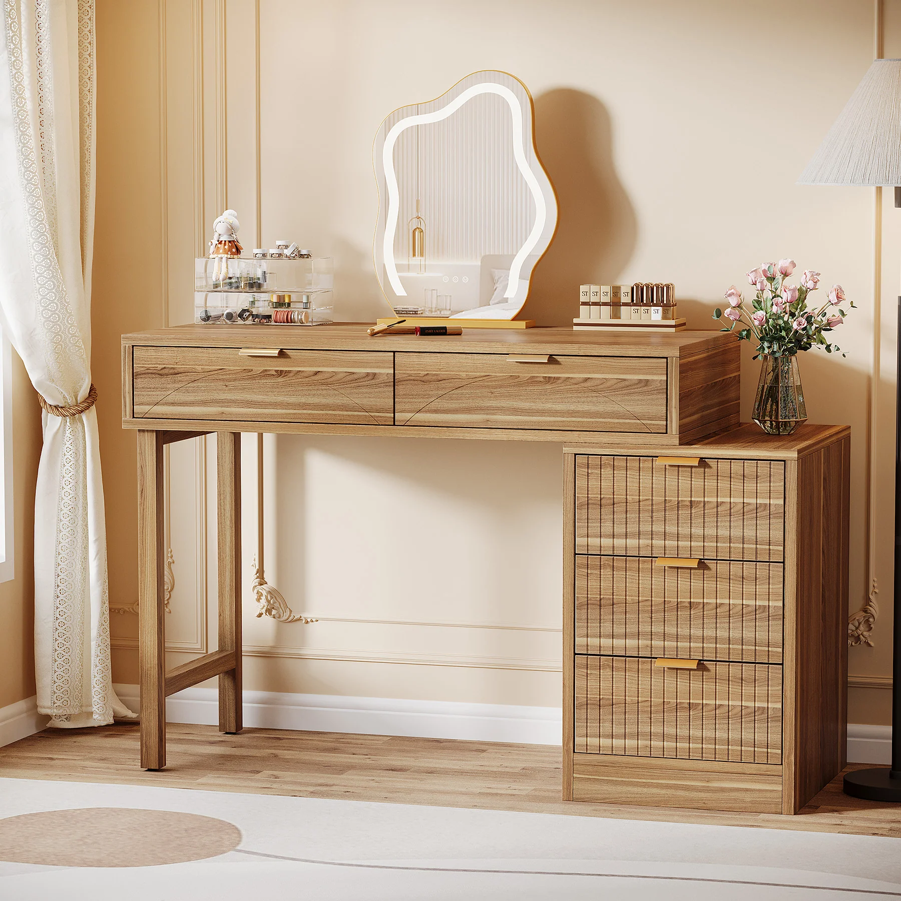 55" Makeup Vanity Table, Rustic Dressing Table Makeup Table - Image 12