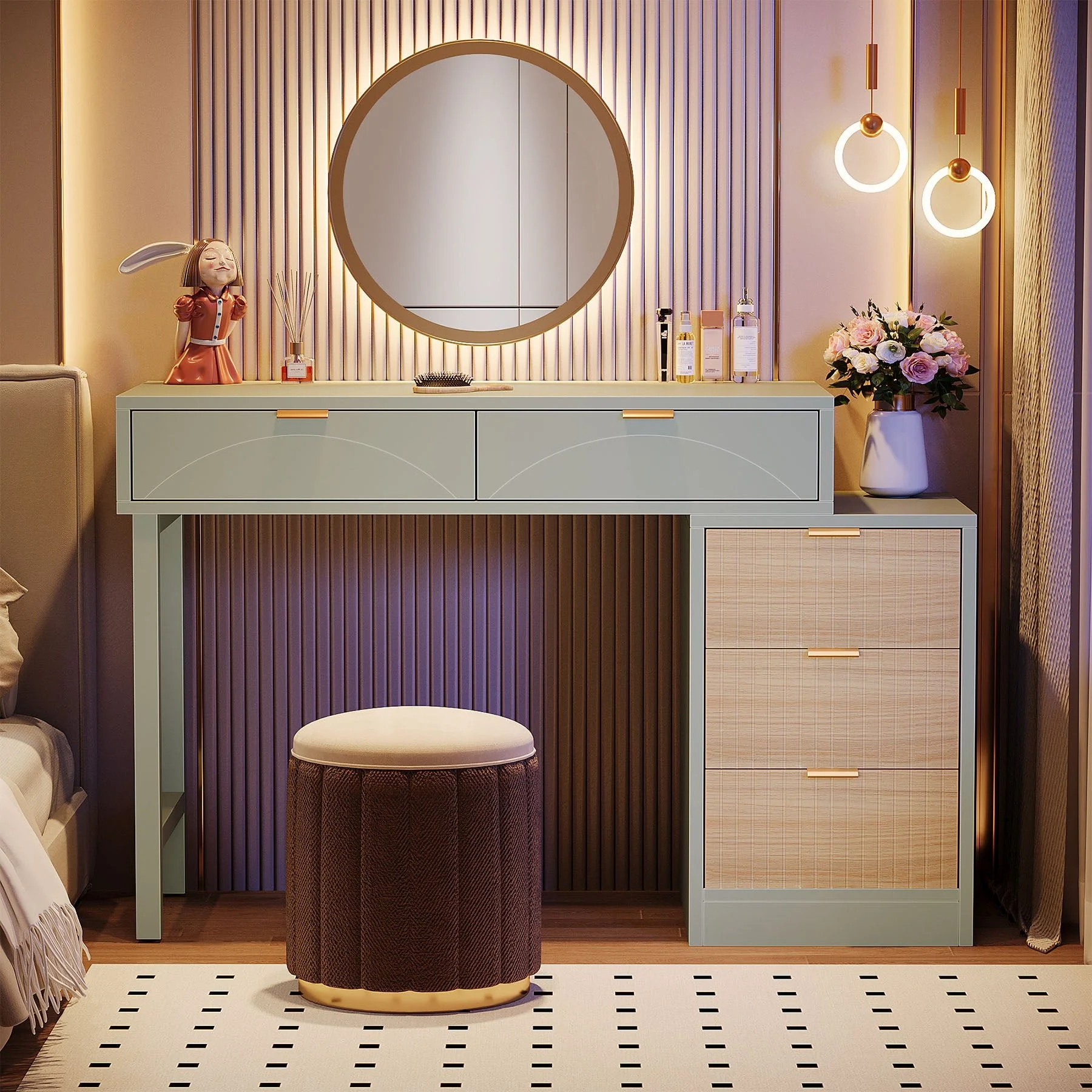 55" Makeup Vanity Table, Rustic Dressing Table Makeup Table - Image 3
