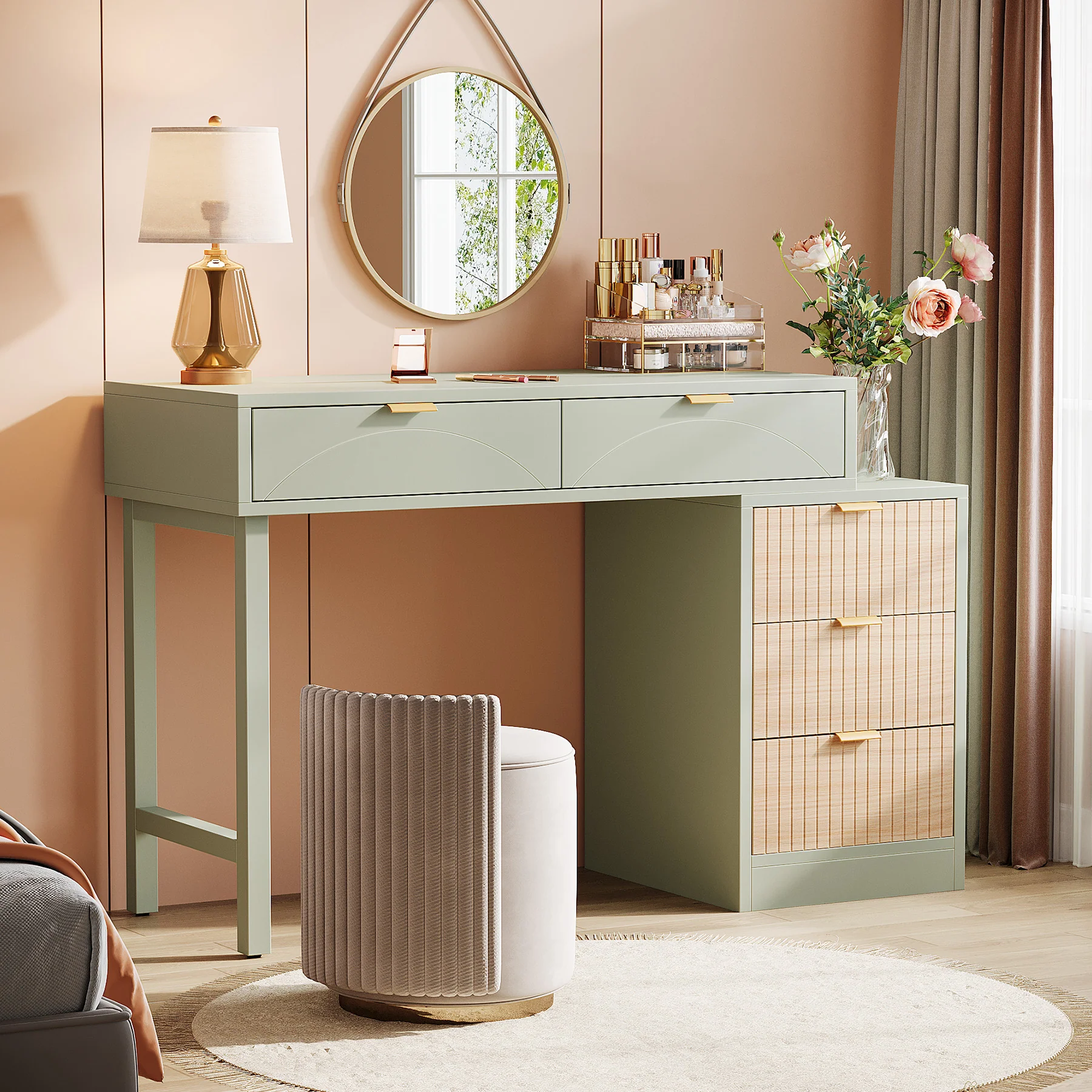 55" Makeup Vanity Table, Rustic Dressing Table Makeup Table - Image 4