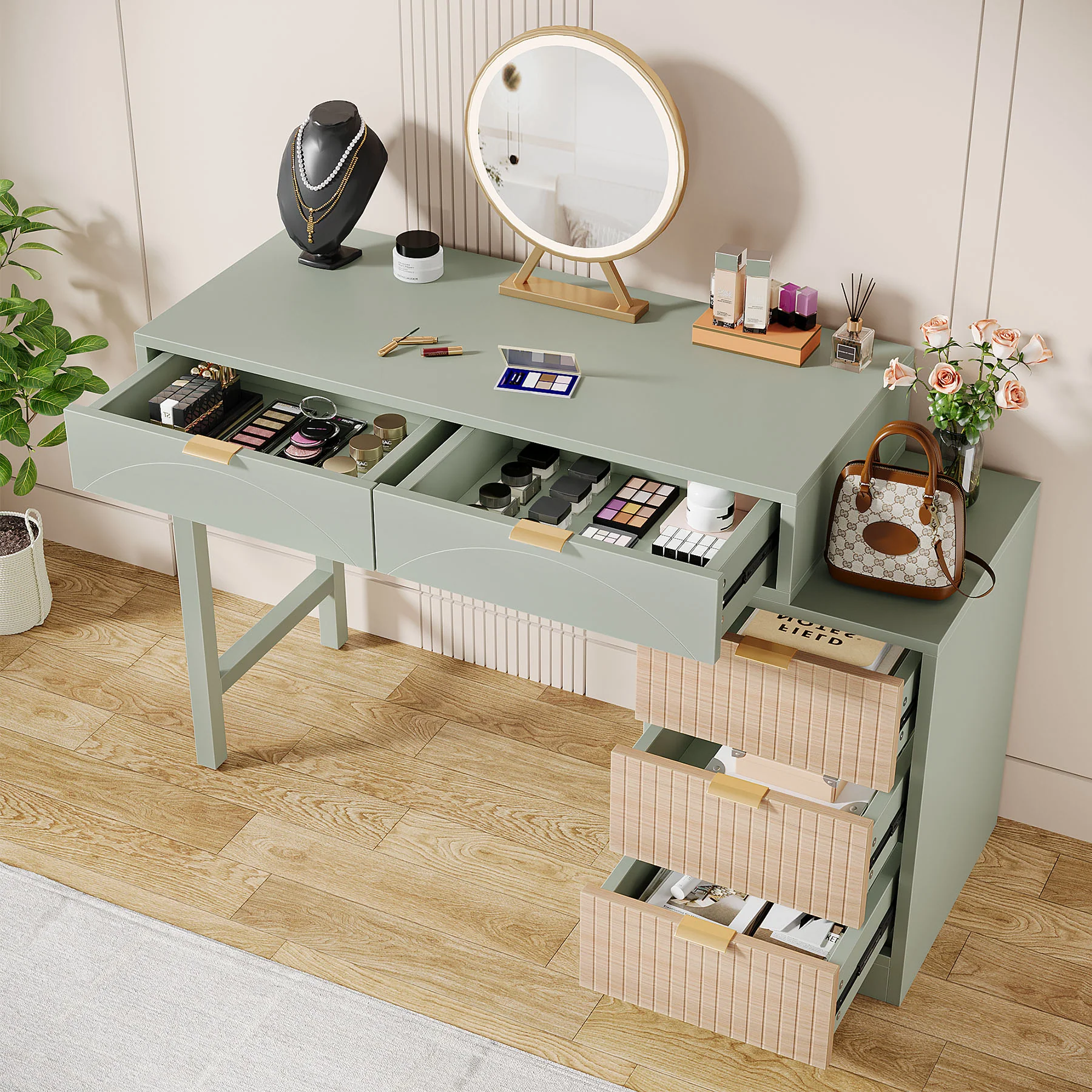 55" Makeup Vanity Table, Rustic Dressing Table Makeup Table - Image 6