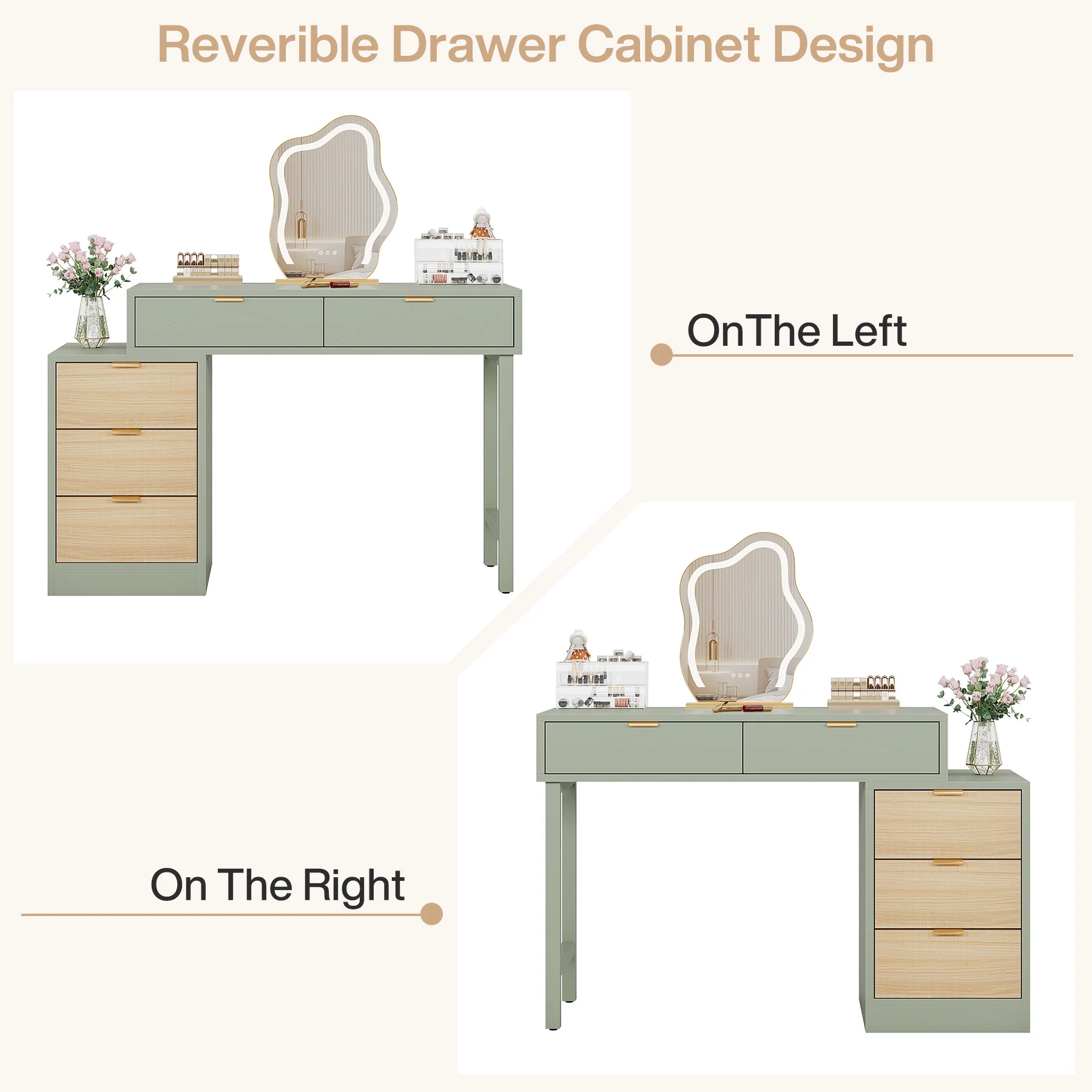 55" Makeup Vanity Table, Rustic Dressing Table Makeup Table - Image 7