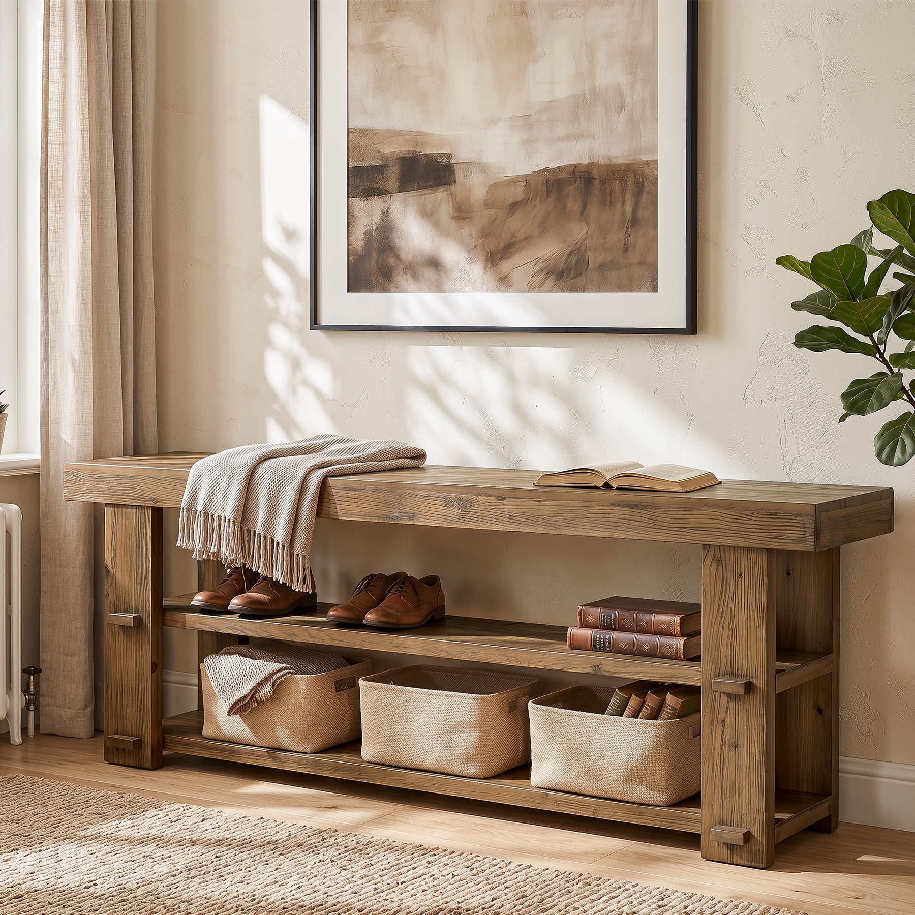 Tribesigns 55-Inch Entryway Bench, 2-Tier Shoe Storage Bench - Image 5