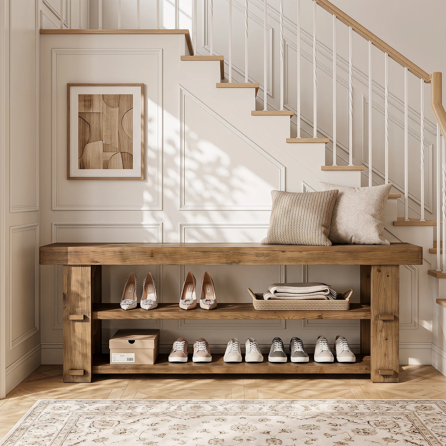 Tribesigns 55-Inch Entryway Bench, 2-Tier Shoe Storage Bench - Image 7