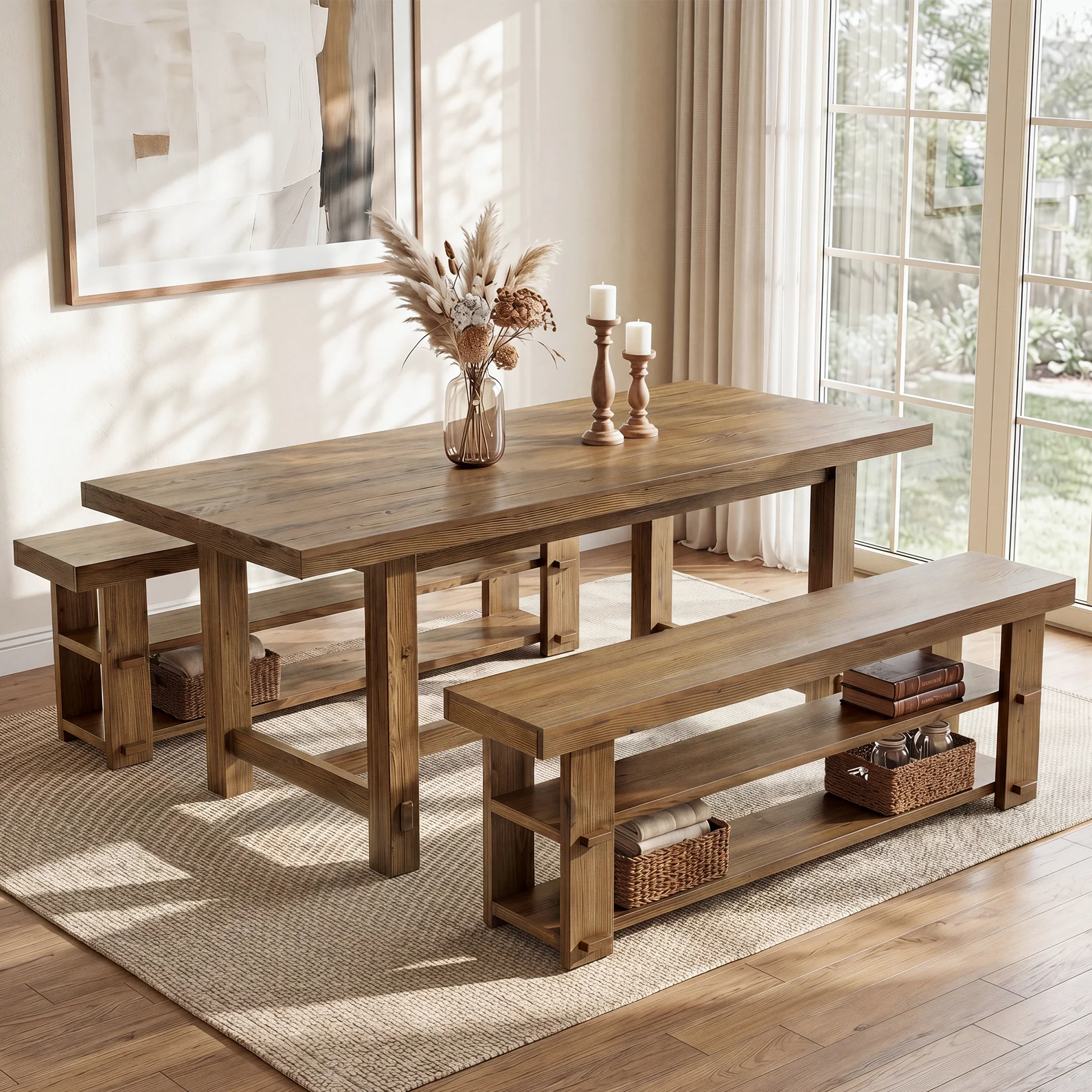 Tribesigns 55-Inch Entryway Bench, 2-Tier Shoe Storage Bench - Image 9