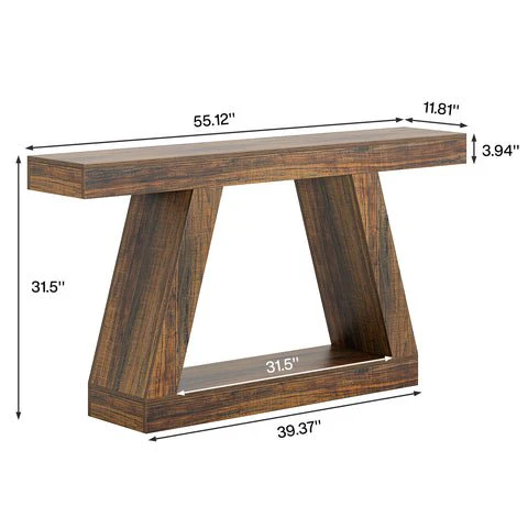 Farmhouse Console Table, 55" Sofa Table with Storage - Image 2