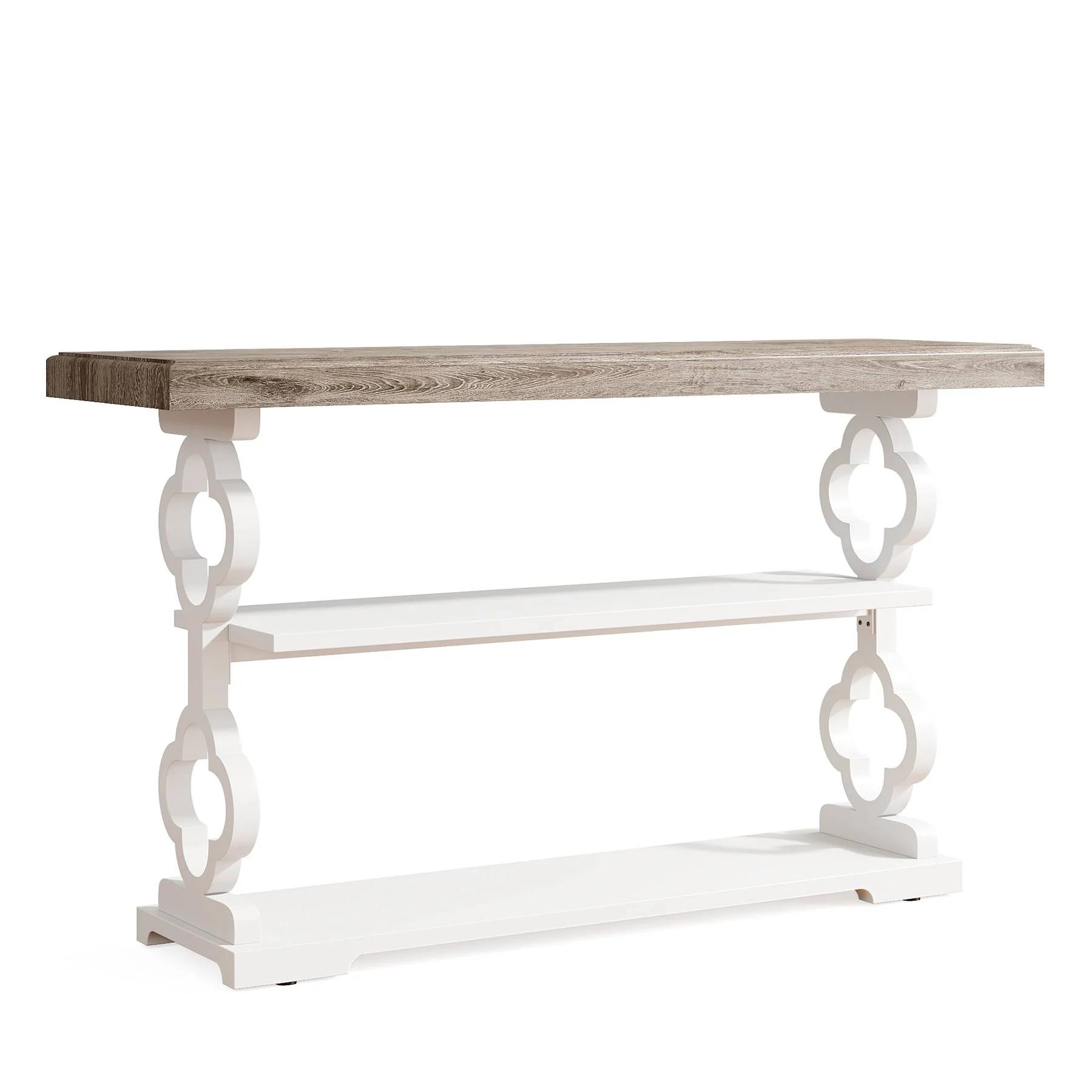 Farmhouse Console Table, 55" Entryway Sofa Table with Storage Shelves - Image 8