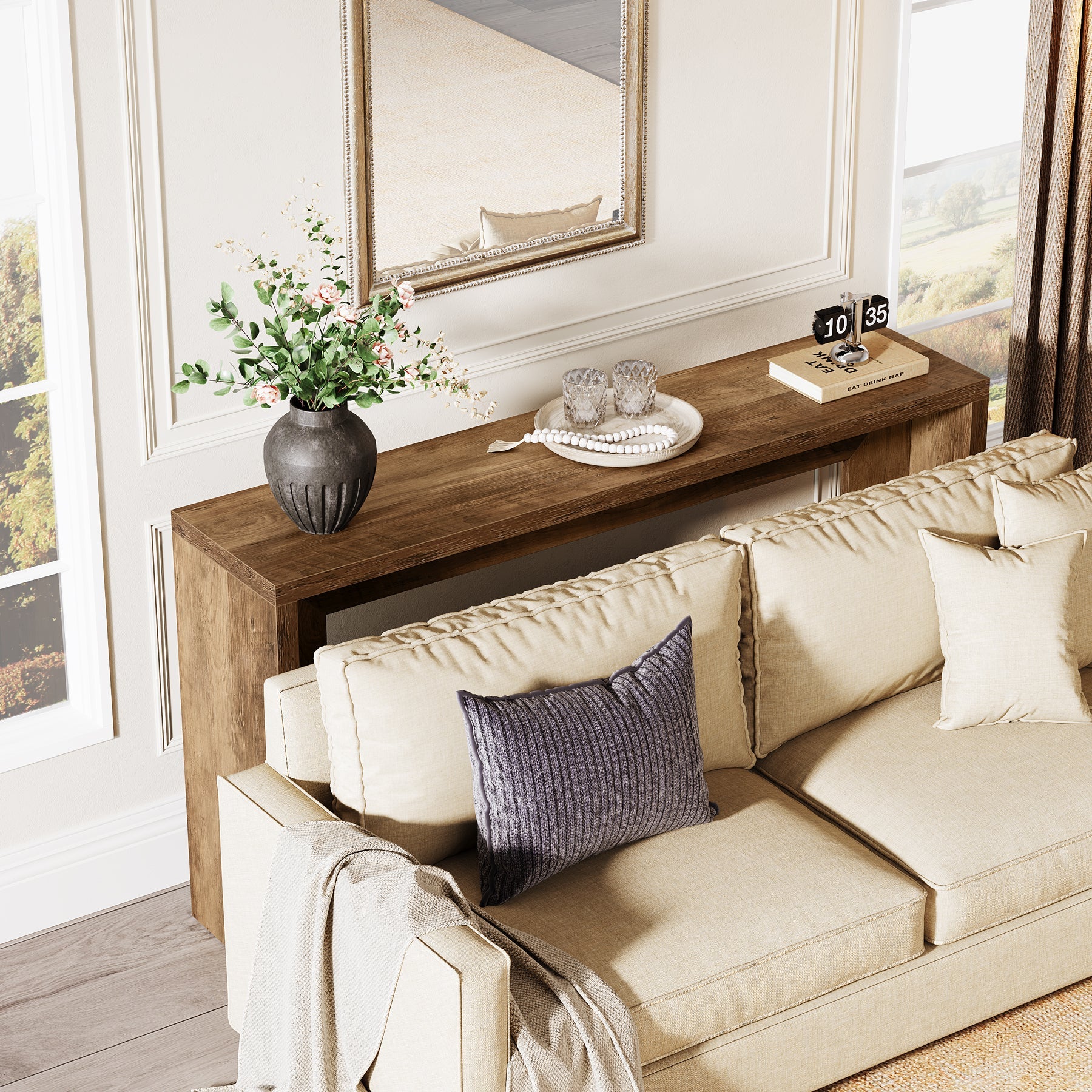 55" Rustic Console Table, Farmhouse Sofa Table Hallway Table - Image 5