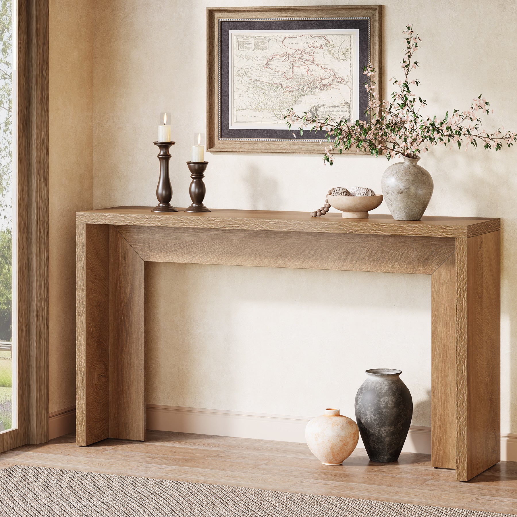 55" Rustic Console Table, Farmhouse Sofa Table Hallway Table - Image 7