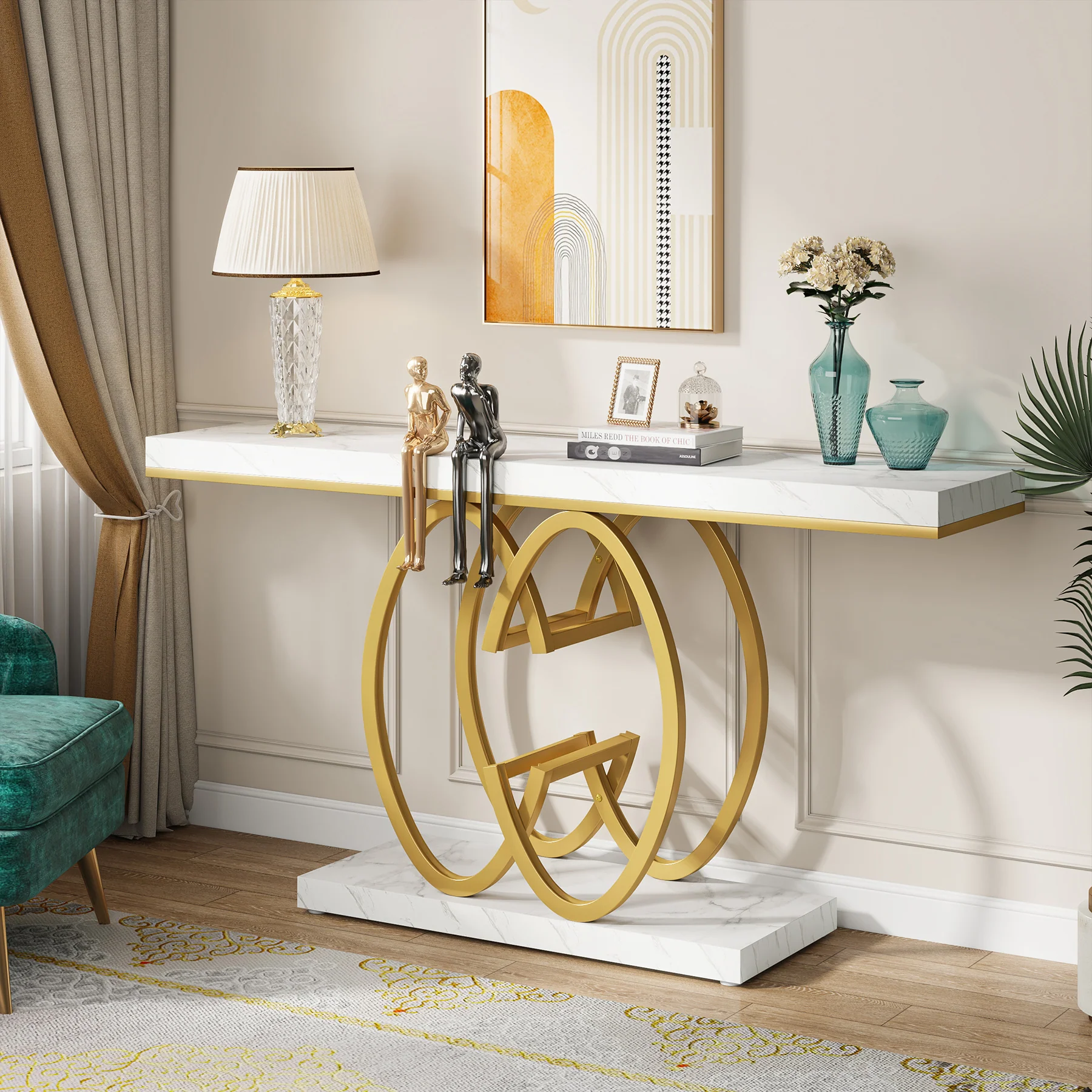 55" Narrow Console Table, Modern Sofa Accent Table for Hallway - Image 4