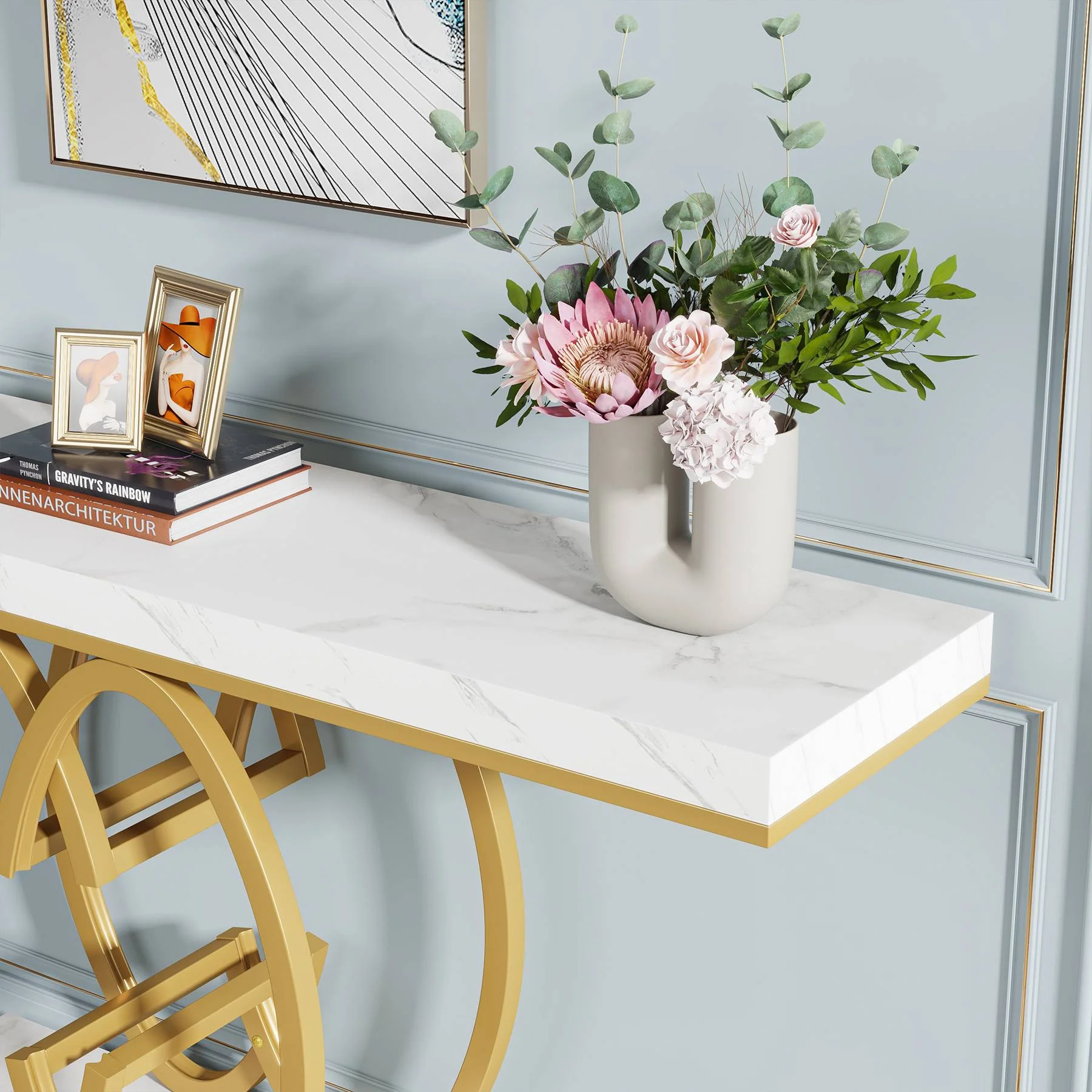 55" Narrow Console Table, Modern Sofa Accent Table for Hallway - Image 6