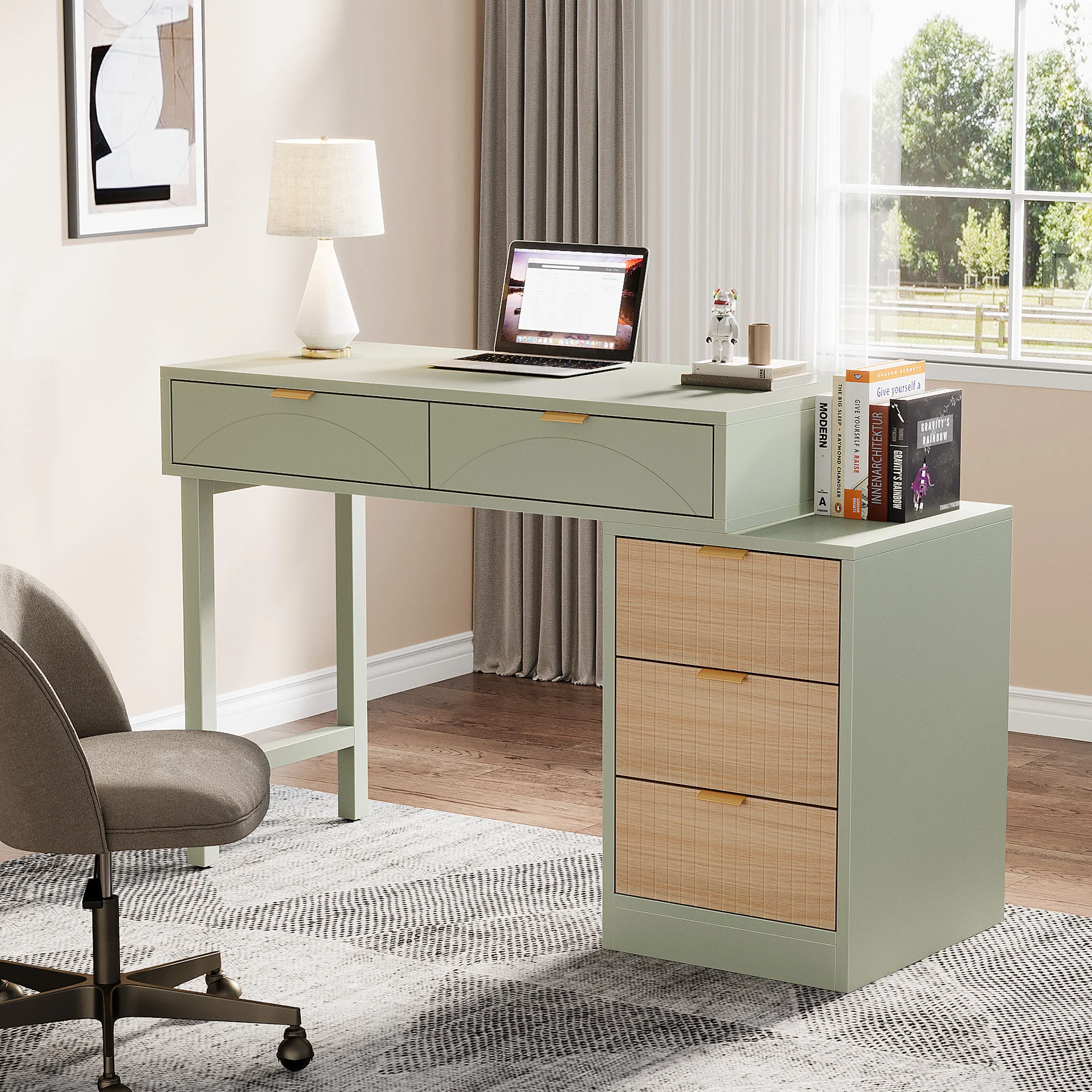 55" Computer Desk, Modern Home Office Desk Study Desk - Image 10