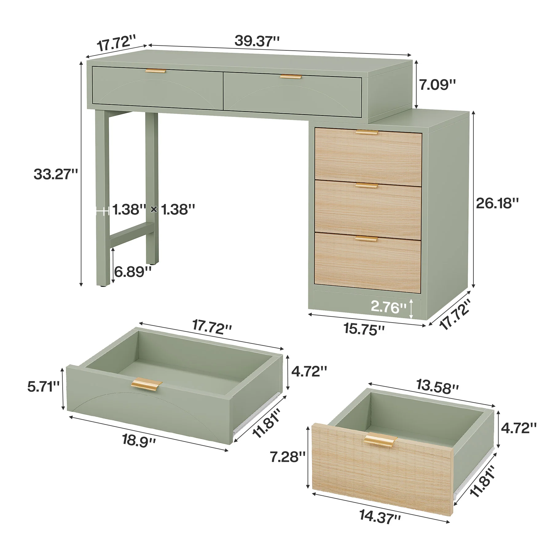 55" Computer Desk, Modern Home Office Desk Study Desk - Image 2