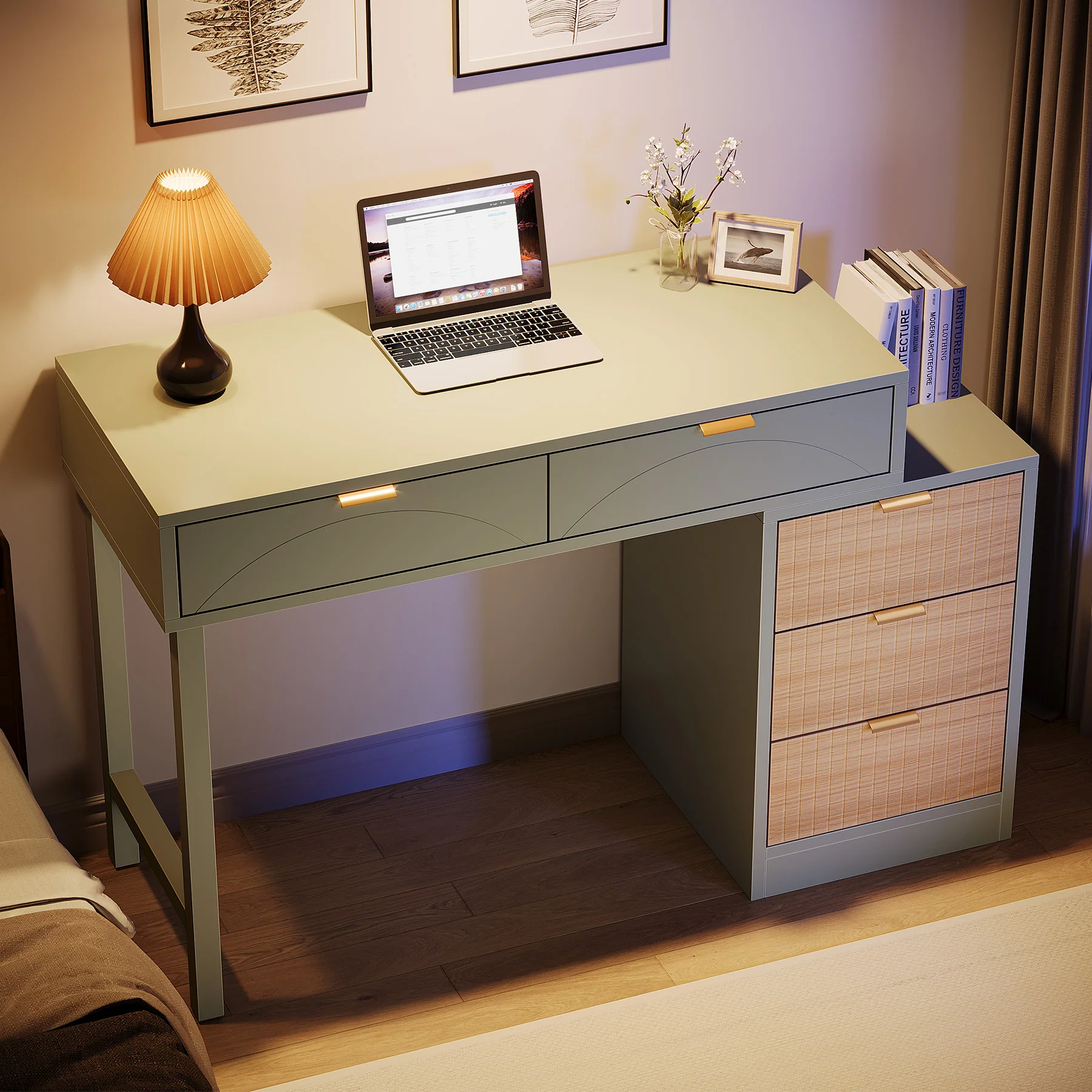 55" Computer Desk, Modern Home Office Desk Study Desk - Image 3