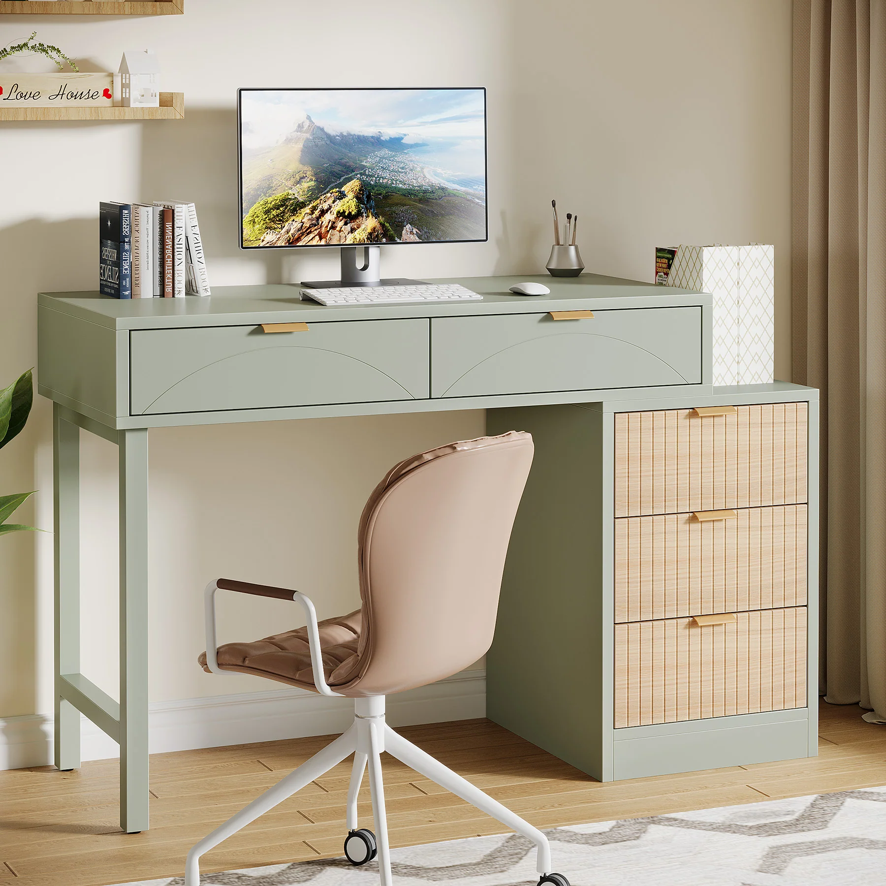 55" Computer Desk, Modern Home Office Desk Study Desk - Image 5