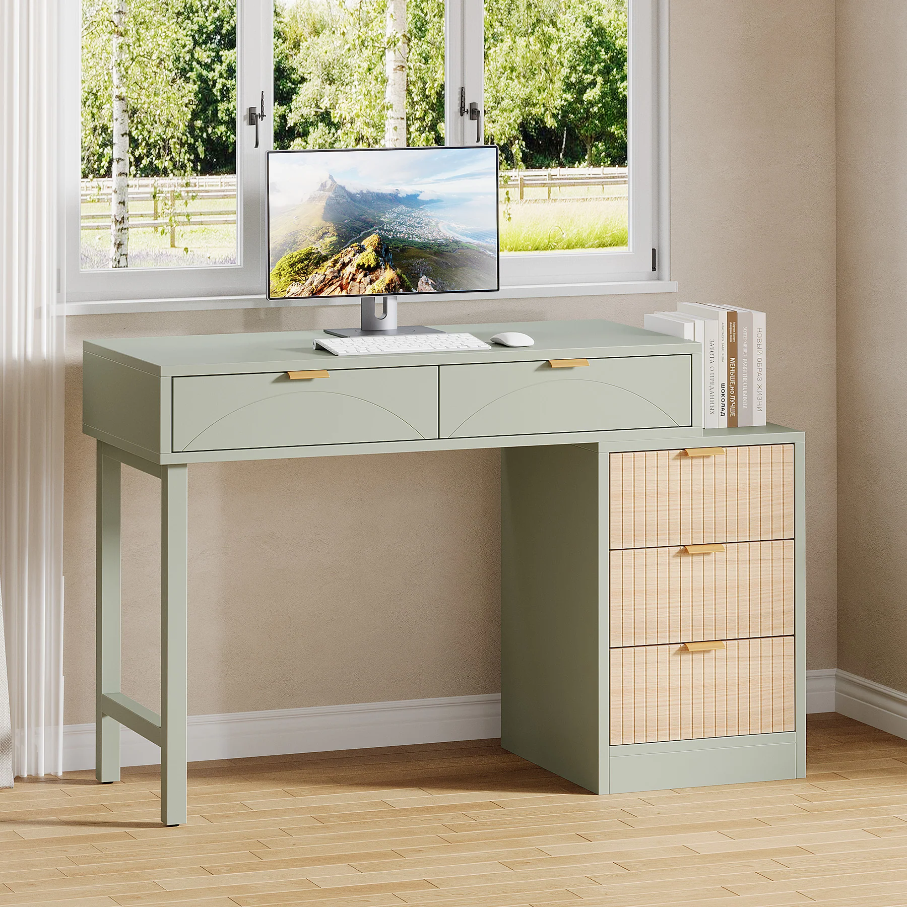 55" Computer Desk, Modern Home Office Desk Study Desk - Image 7