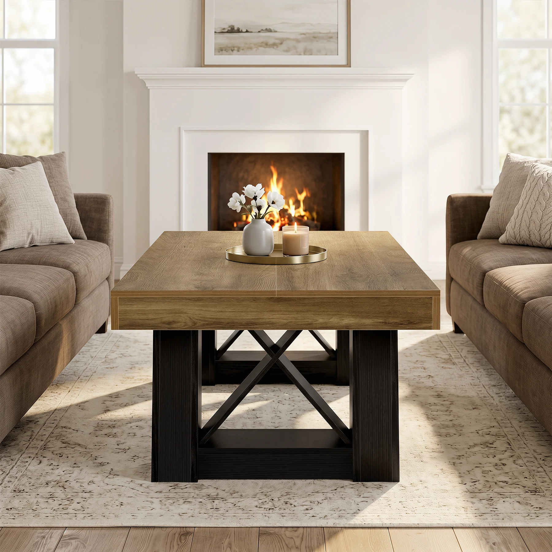 Tribesigns 55-Inch Large Coffee Table, Thick Top X-Frame Table for Living Room - Image 12