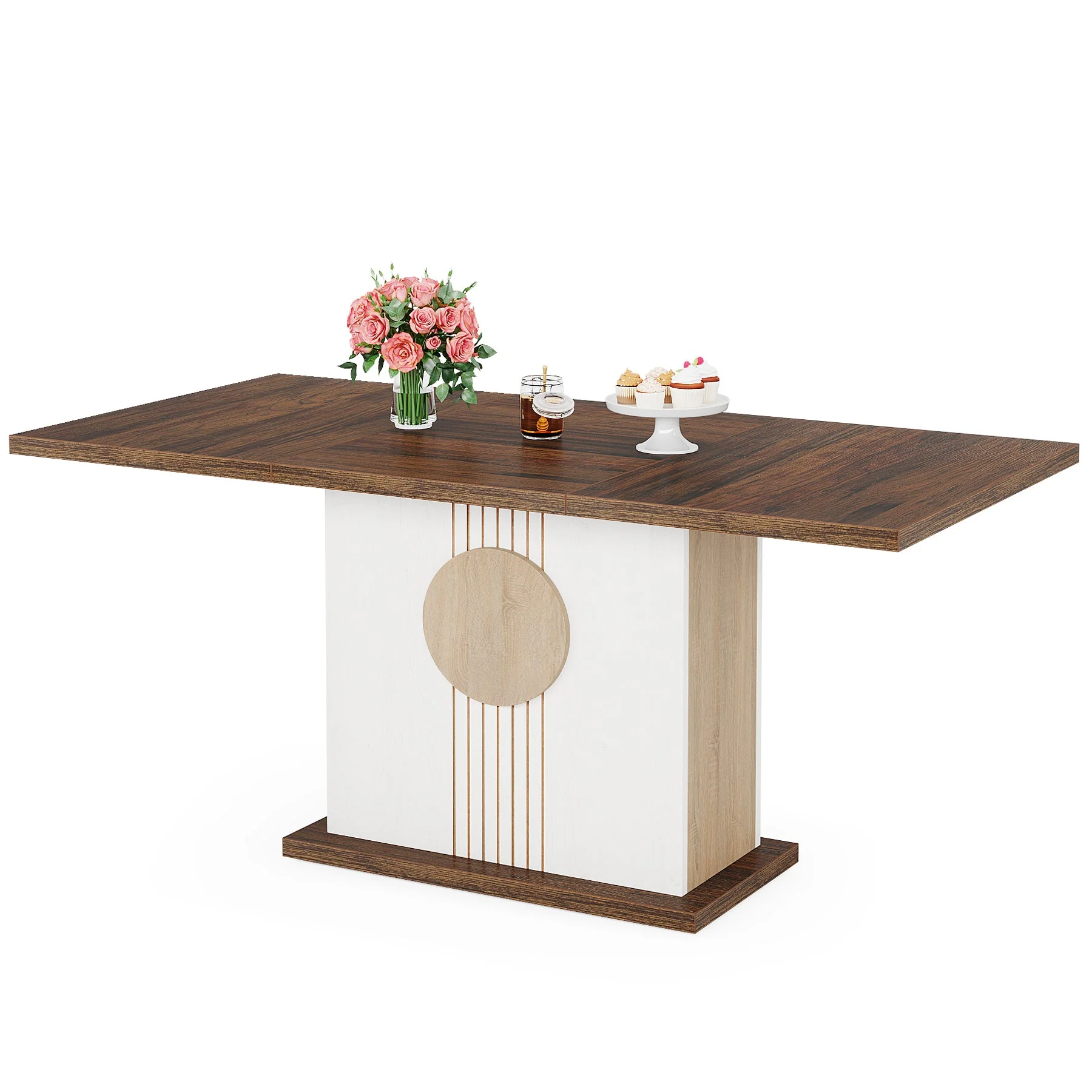 55" Rectangular Dining Table, Farmhouse Wood Kitchen Table for 4 to 6 People - Image 12