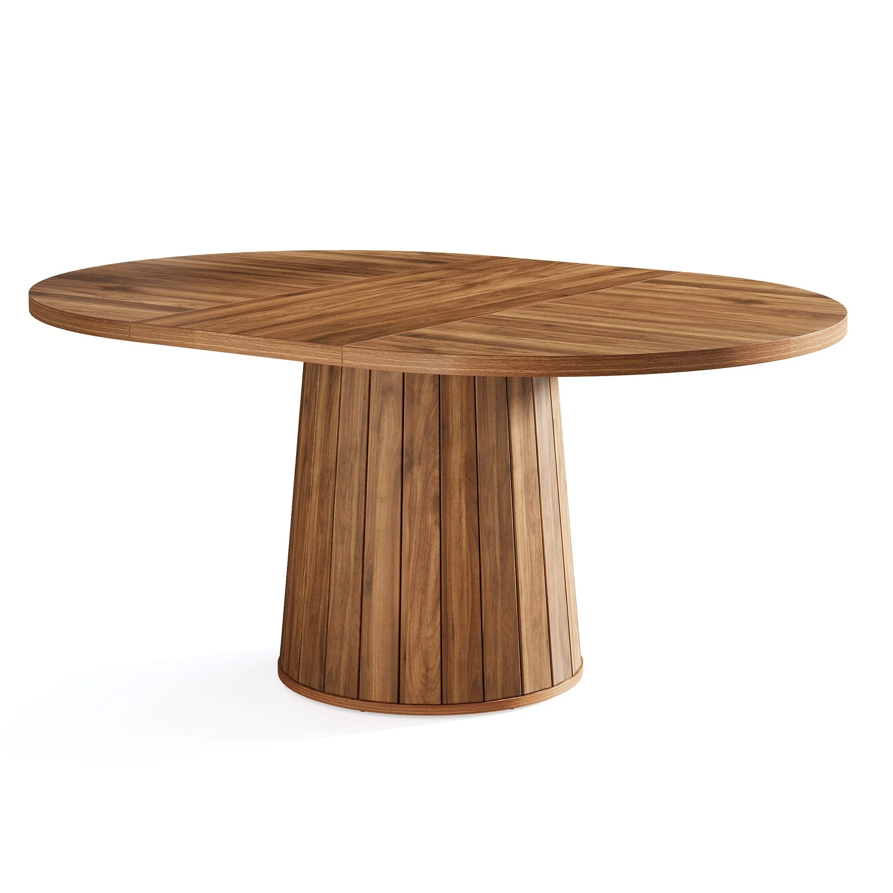 55" Dining Table, Oval Kitchen Dinner Table with Cylindrical Pedestal - Image 13