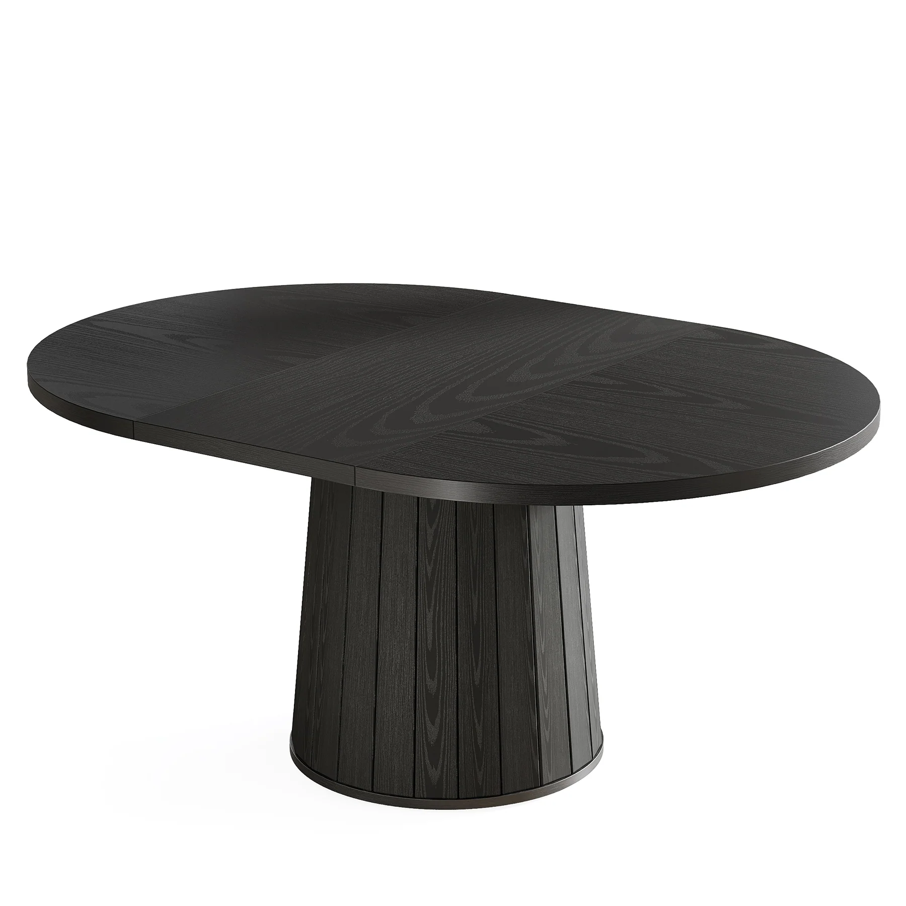 55" Dining Table, Oval Kitchen Dinner Table with Cylindrical Pedestal - Image 8