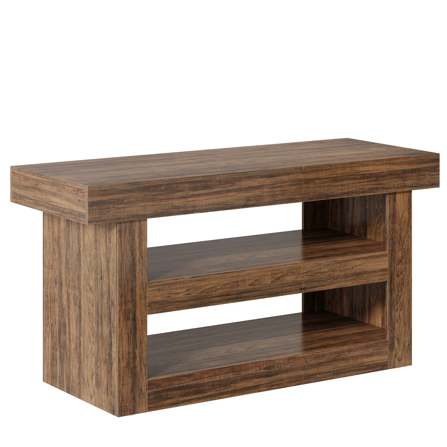 55" Kitchen Island, Farmhouse 3-Tier Island Table with Large Countertop - Image 9