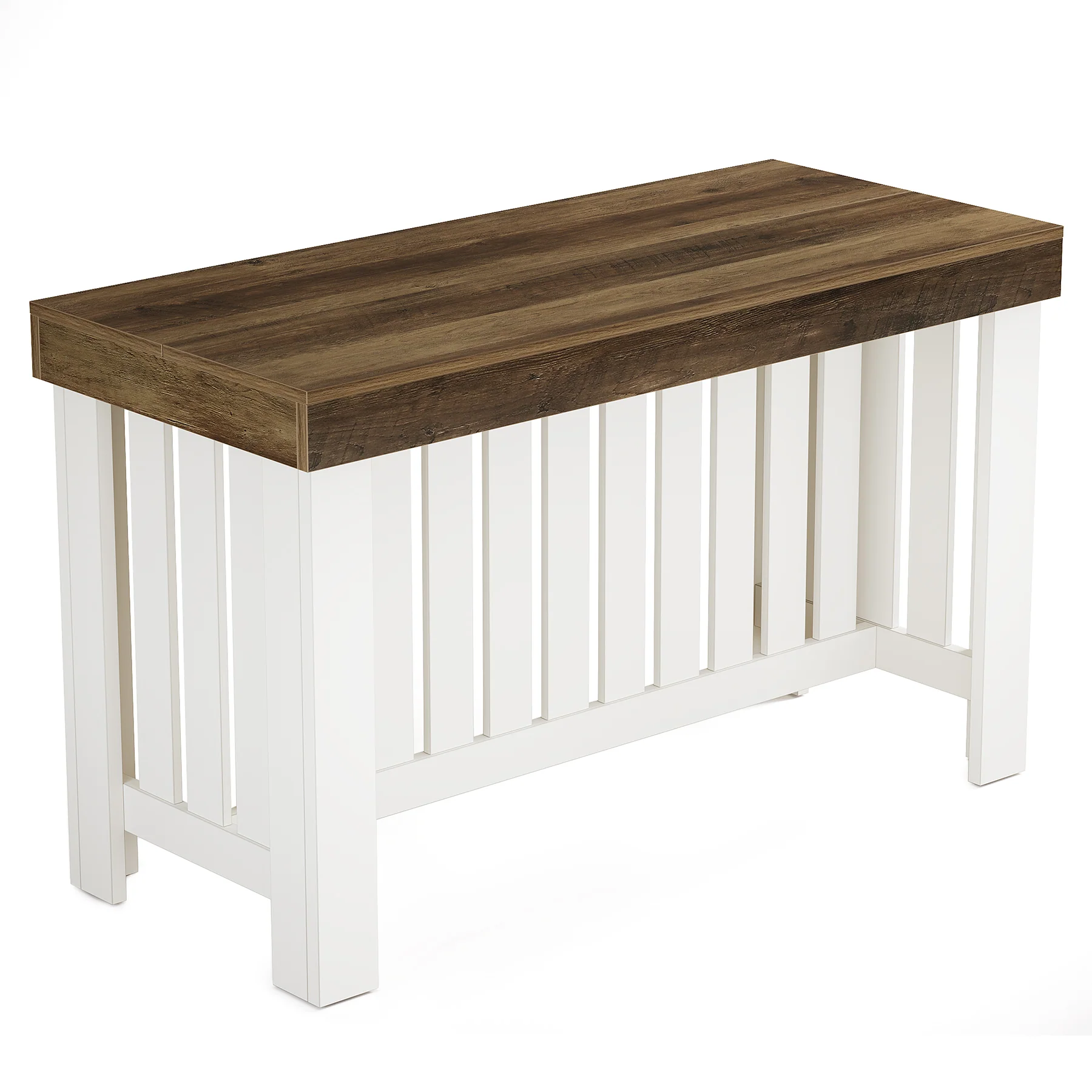 55" Kitchen Island, Farmhouse Stationary Table with Sturdy Base for Kitchen - Image 8