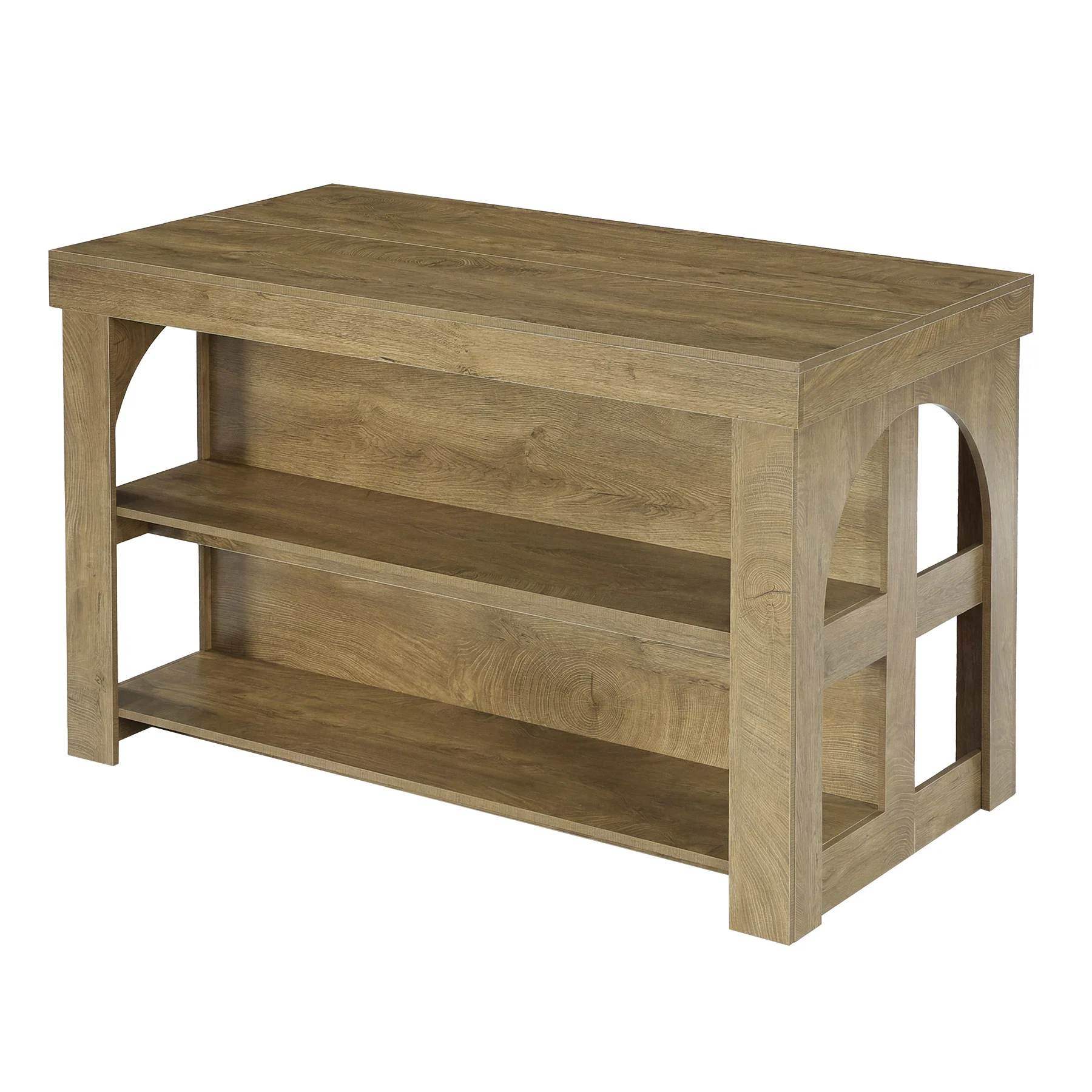 55" Kitchen Island with Storage, Large Stationary Island Bar Table with 3 Shelves - Image 8