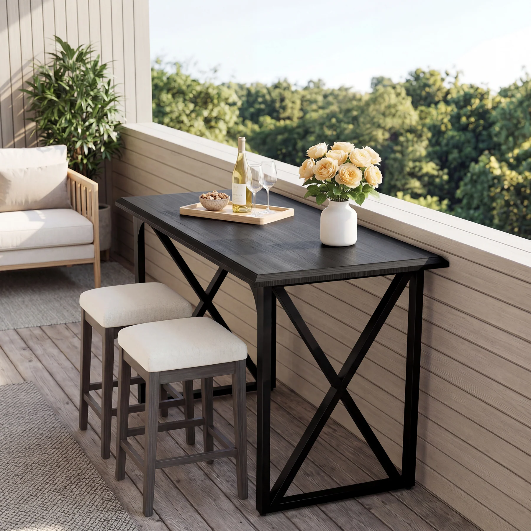 55" Rectangle Bar Table, Counter Height Pub Table for Dining Room, Kitchen - Image 4